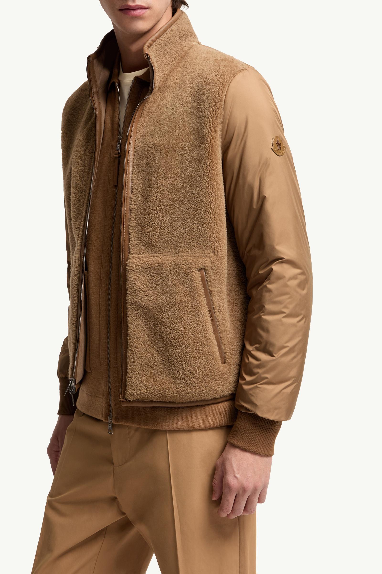 Beige Crachin Reversible Shearling & Nappa Short Down Jacket