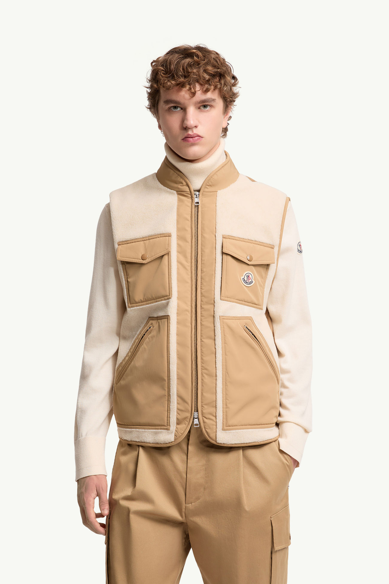 Chaleco plumífero efecto peluche Karakai Hombre Beige Claro Moncler 3