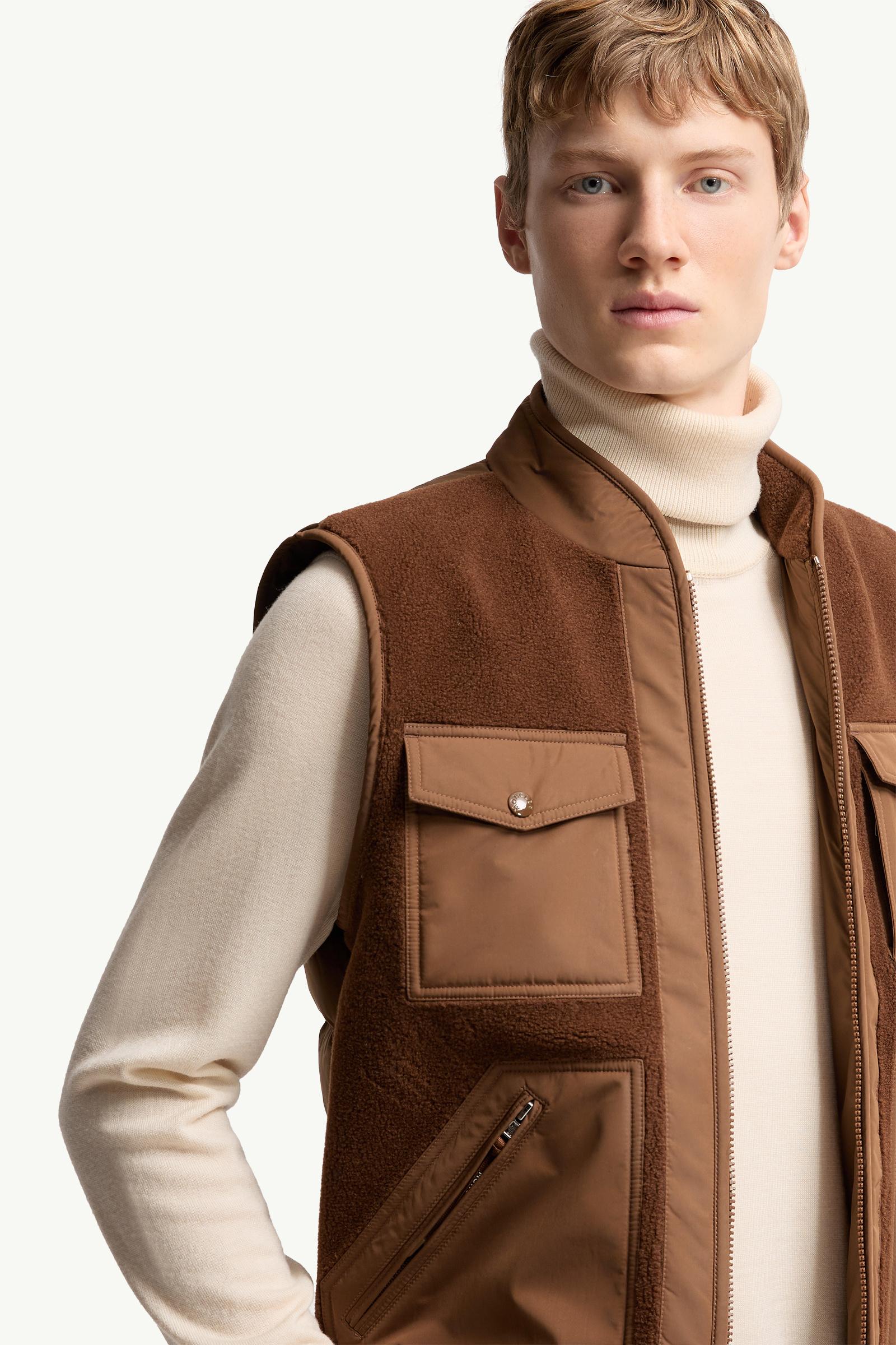 Brown Karakai Teddy Down Vest - test for test | Moncler US