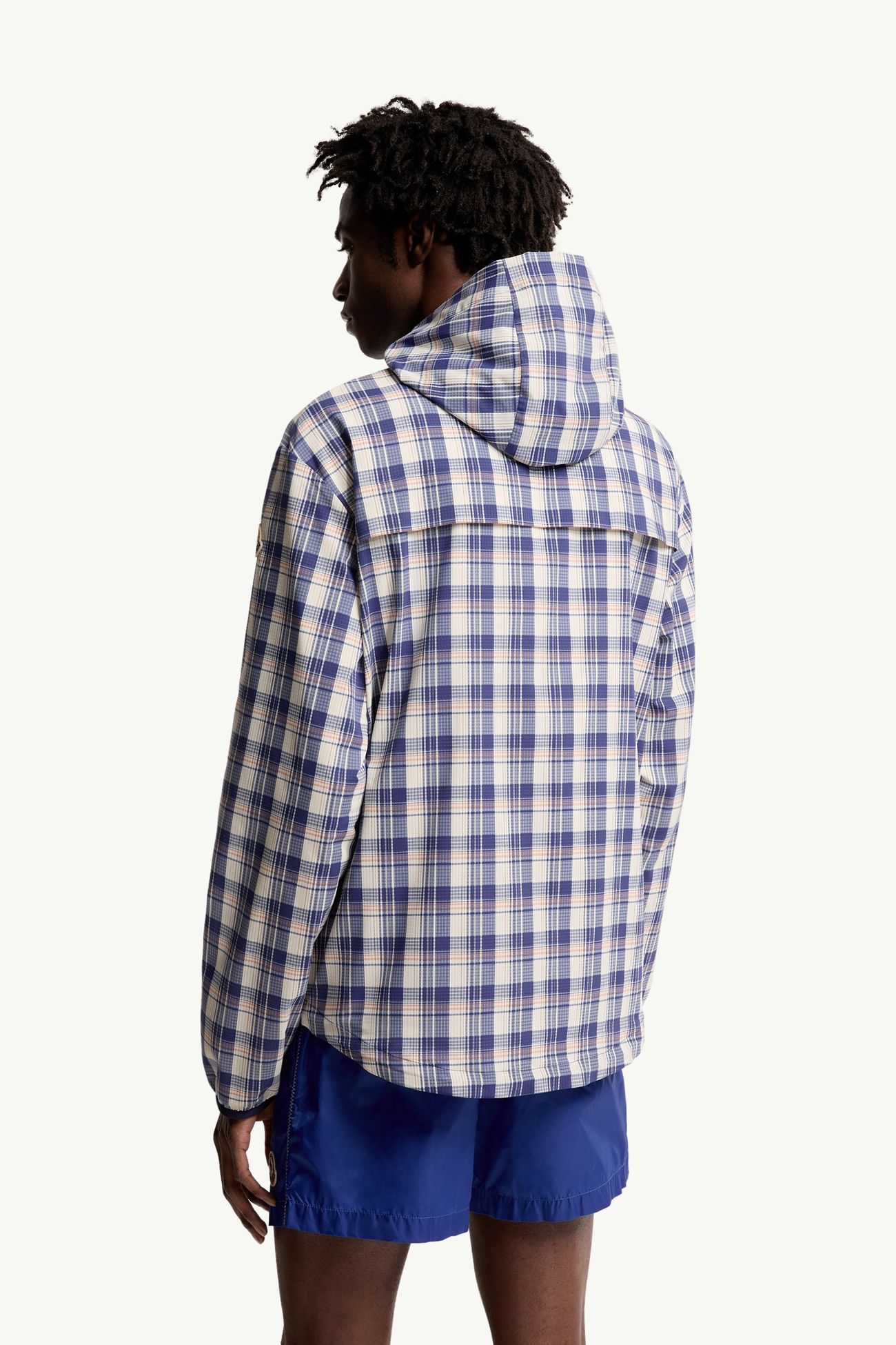 Natisone格紋連帽外套 男士 白色和藍色 Moncler 4