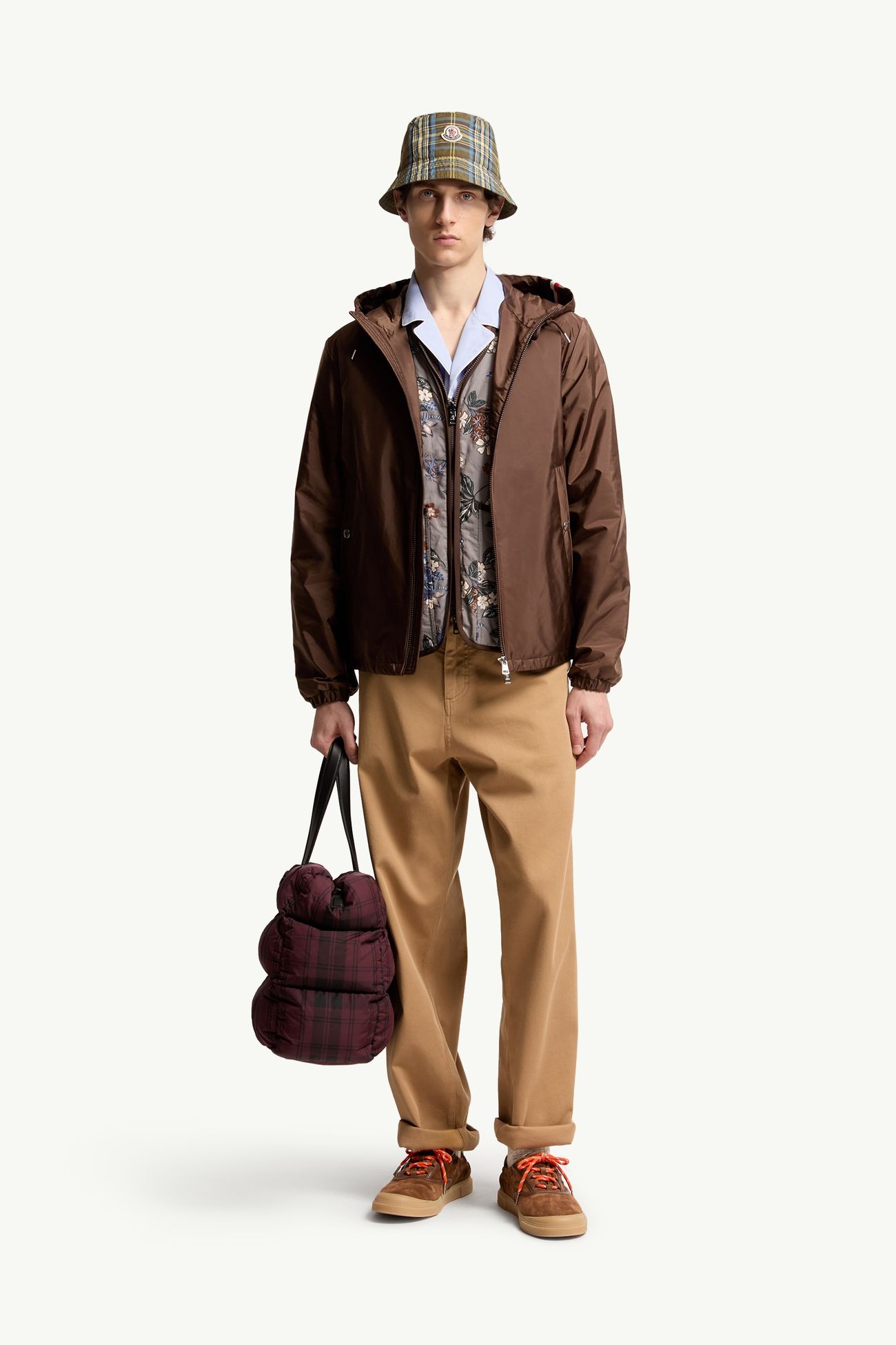 Grimpeurs Hooded Windbreaker Men Brown Moncler 0