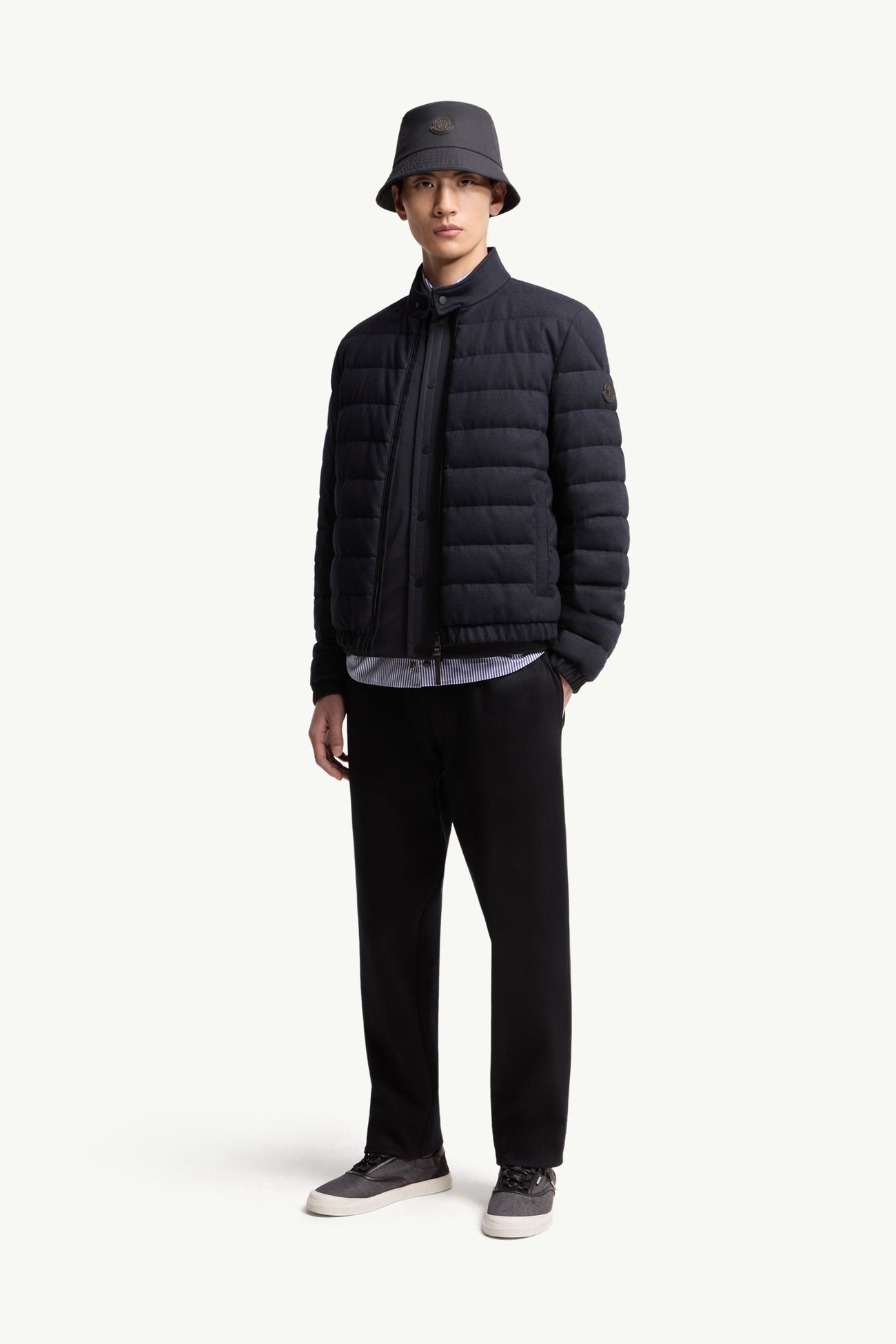 Plumífero corto de mezcla de cachemira Luray Hombre Azul marino Moncler 0