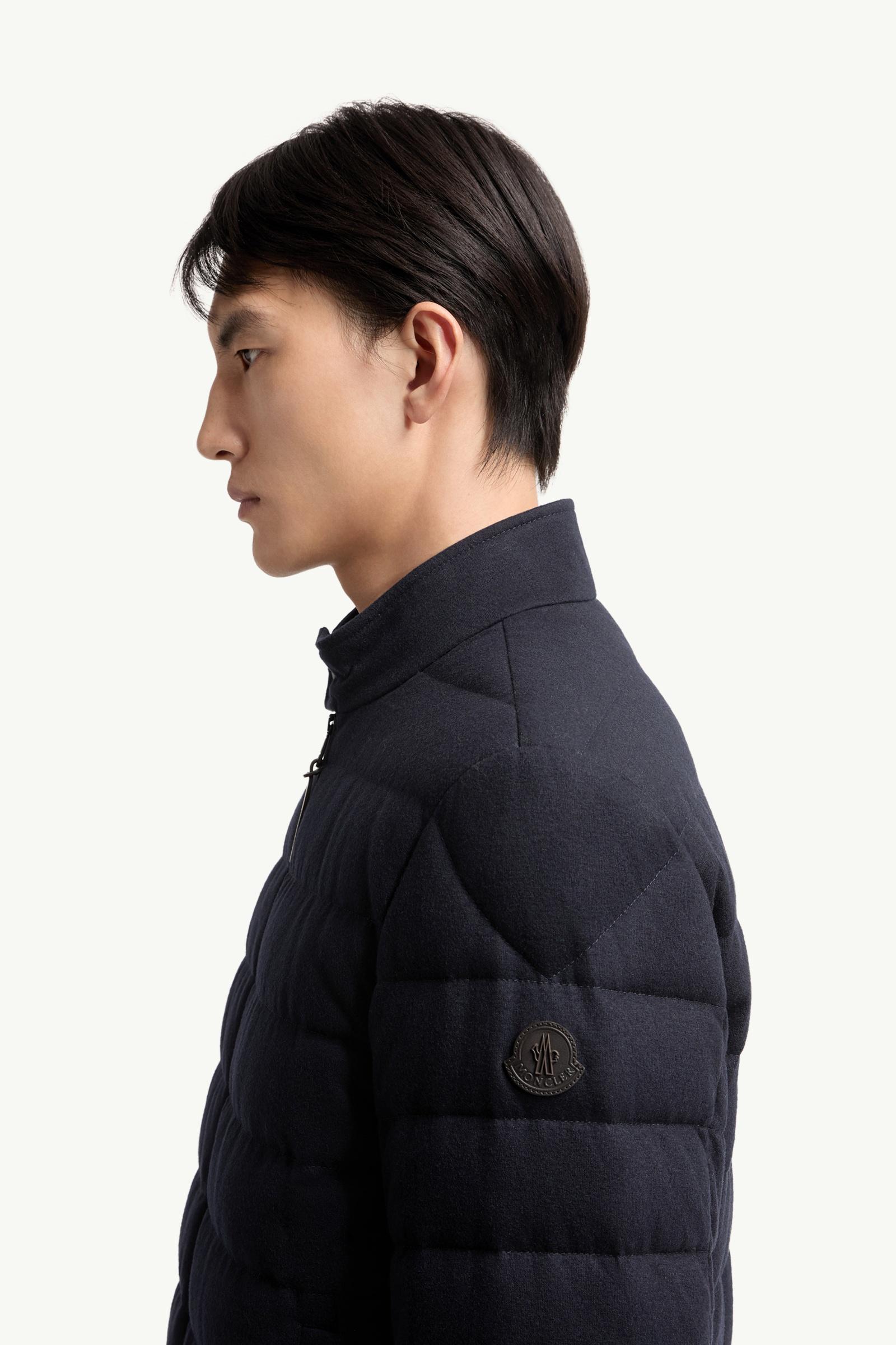 Navy Blue Luray Cashmere Blend Short Down Jacket - Short Down