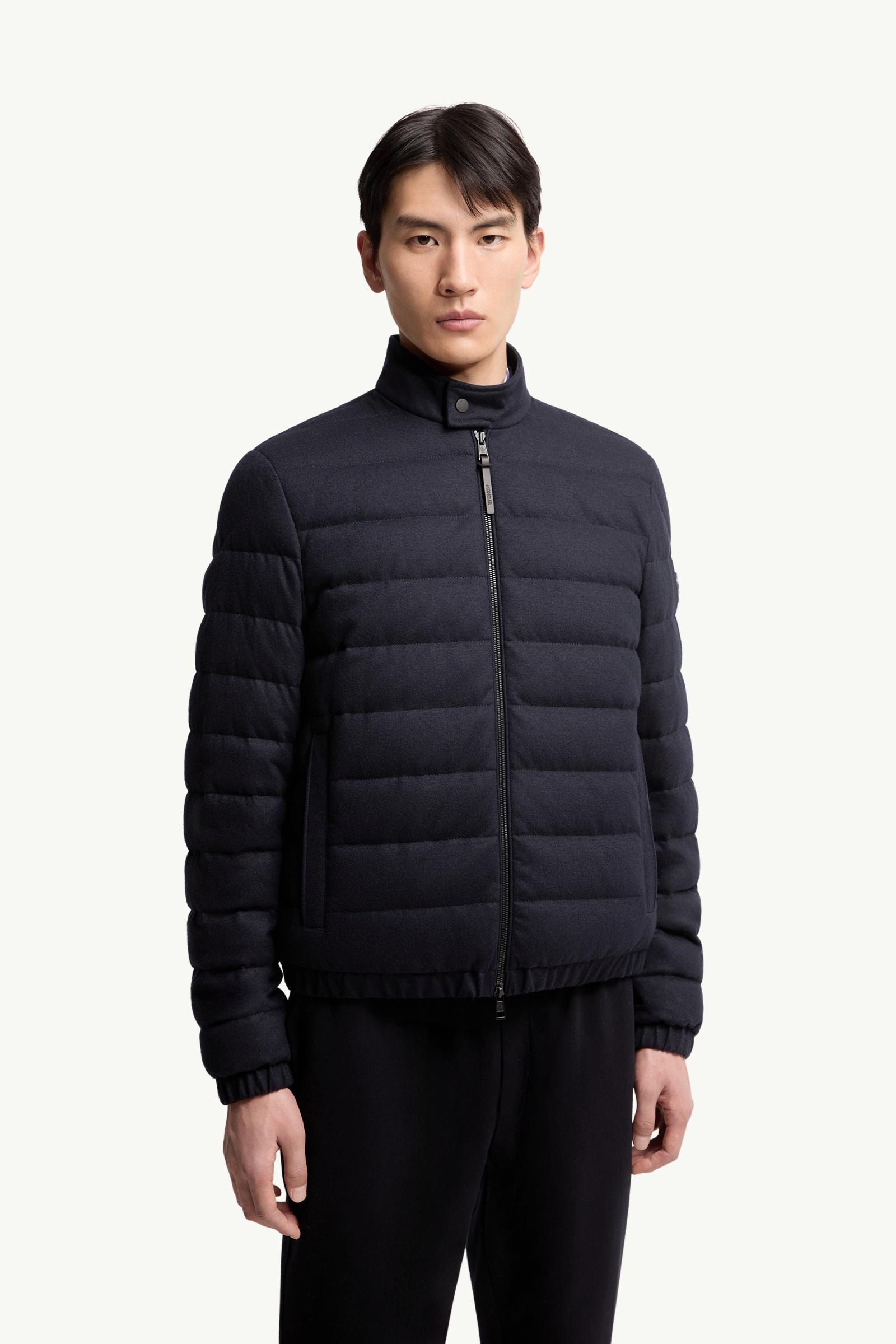 Navy Blue Luray Cashmere Blend Short Down Jacket - Short Down