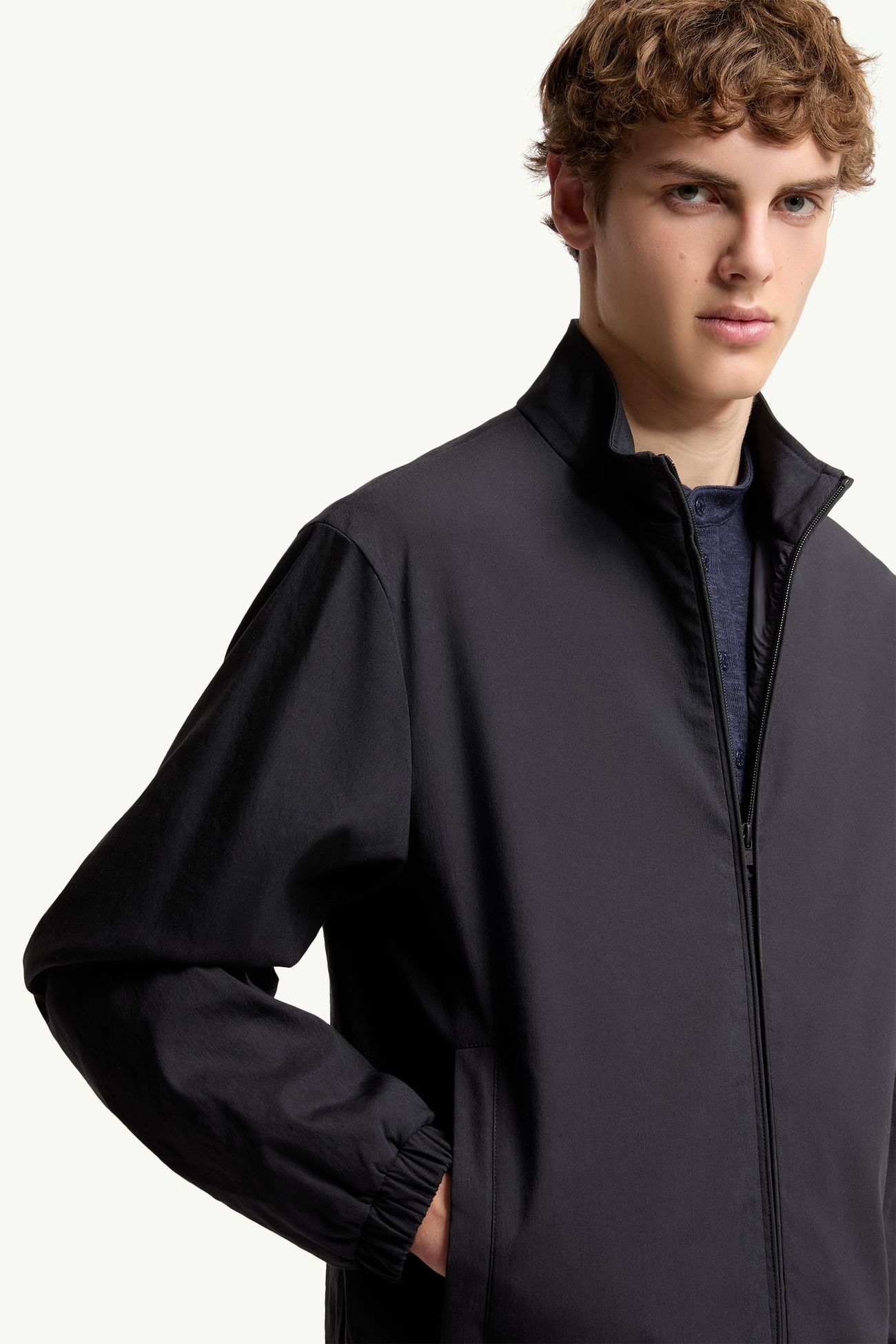 Bonavent Linen Blend Windbreaker Men Navy Blue Moncler 5