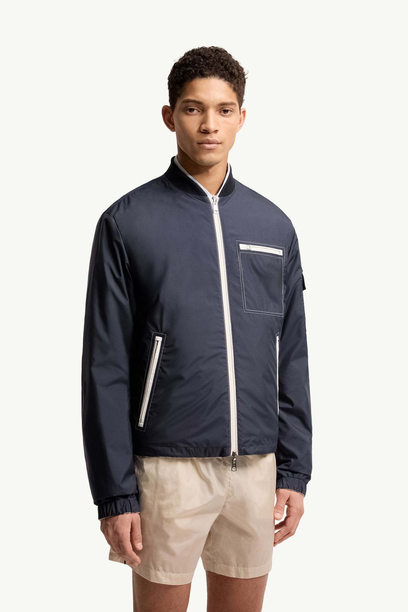 리버서블 프린트 포플린 재킷 남성 화이트 & 블루 Moncler 5