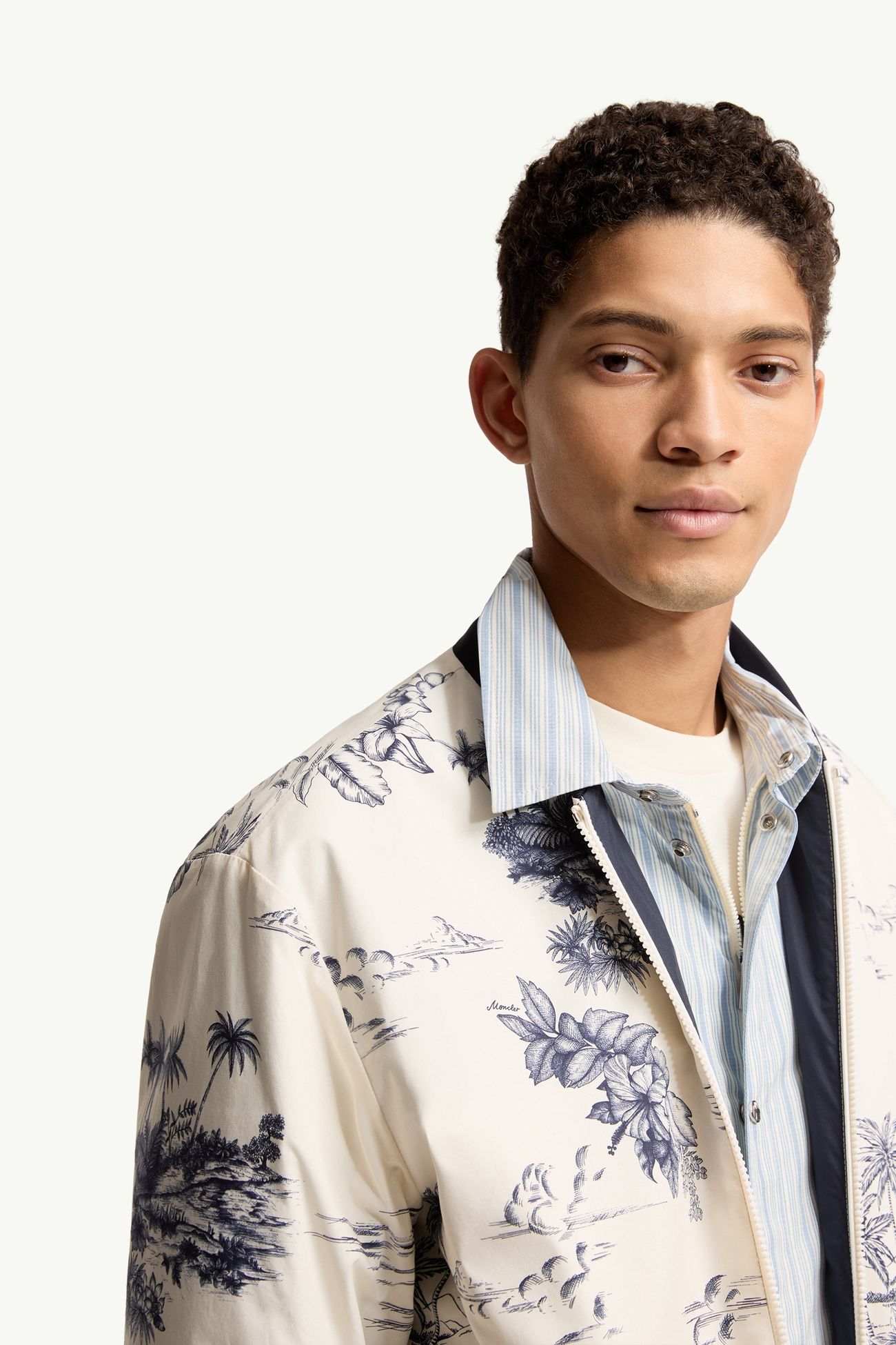 Chaqueta de popelina reversible con estampado Hombre Blanco & Azul Moncler 7