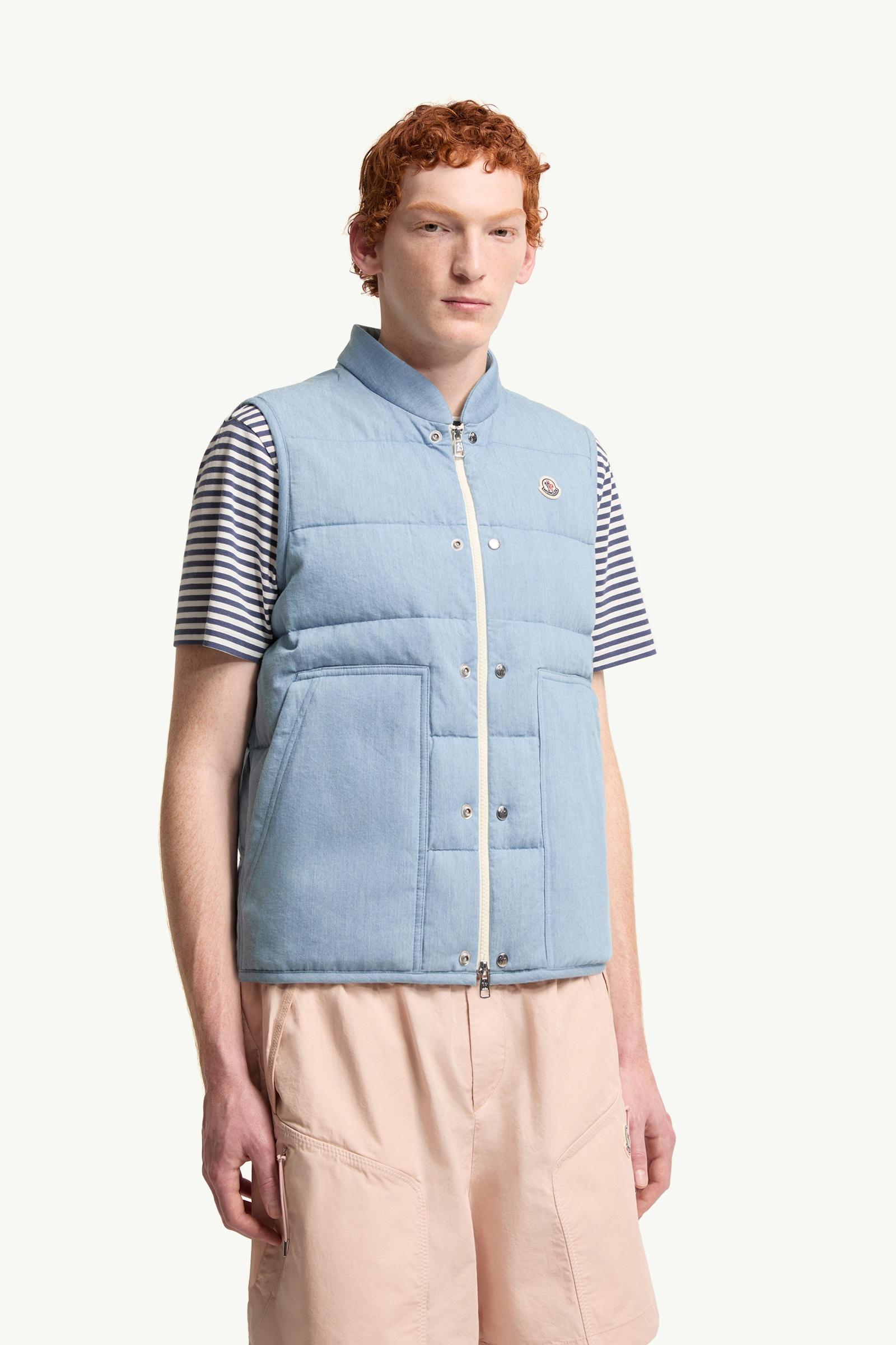 Light Blue Heceta Denim Down Vest - Vests for Men | Moncler US