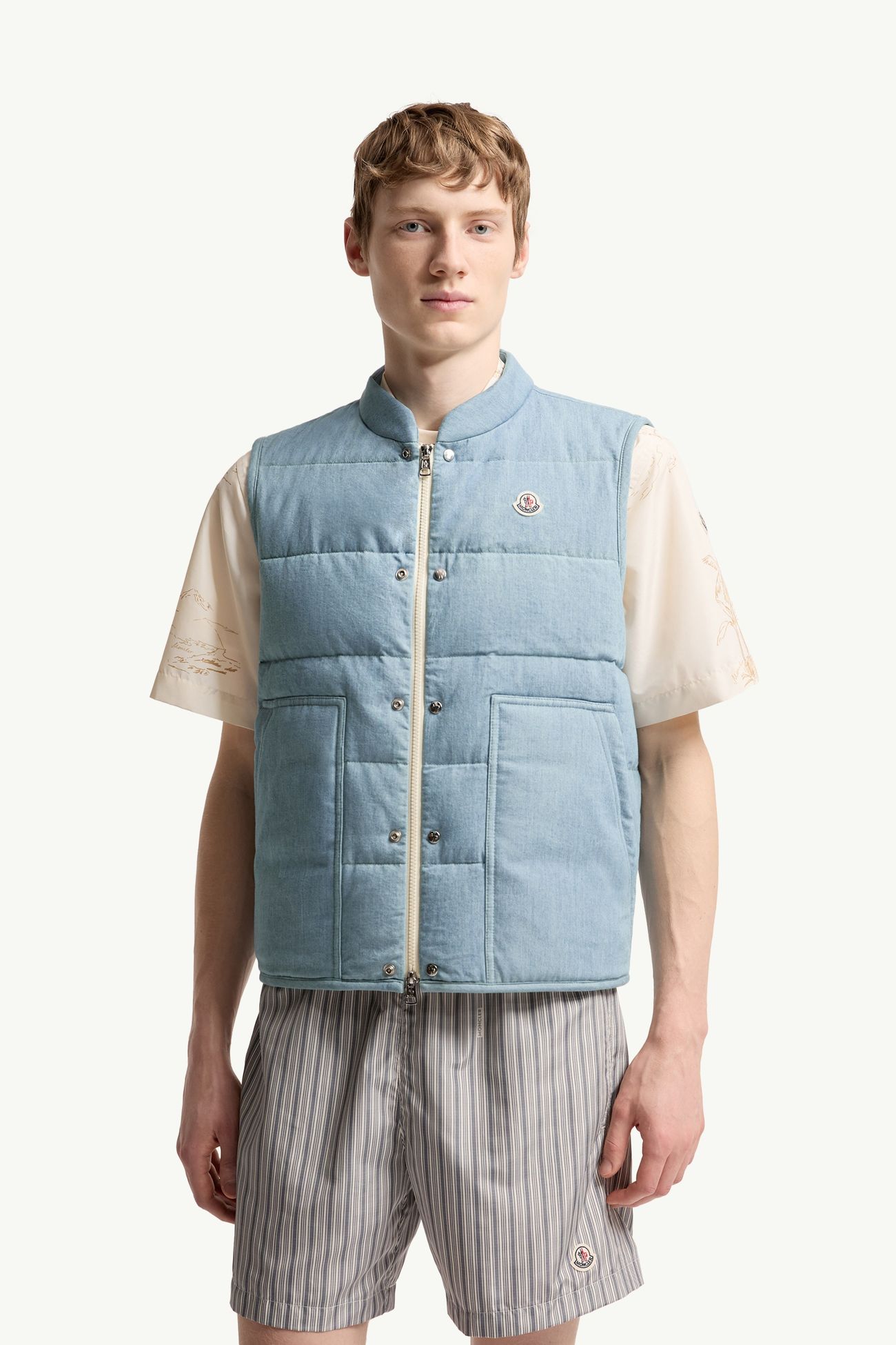 Heceta Denim Down Gilet Men Light Blue Moncler 3