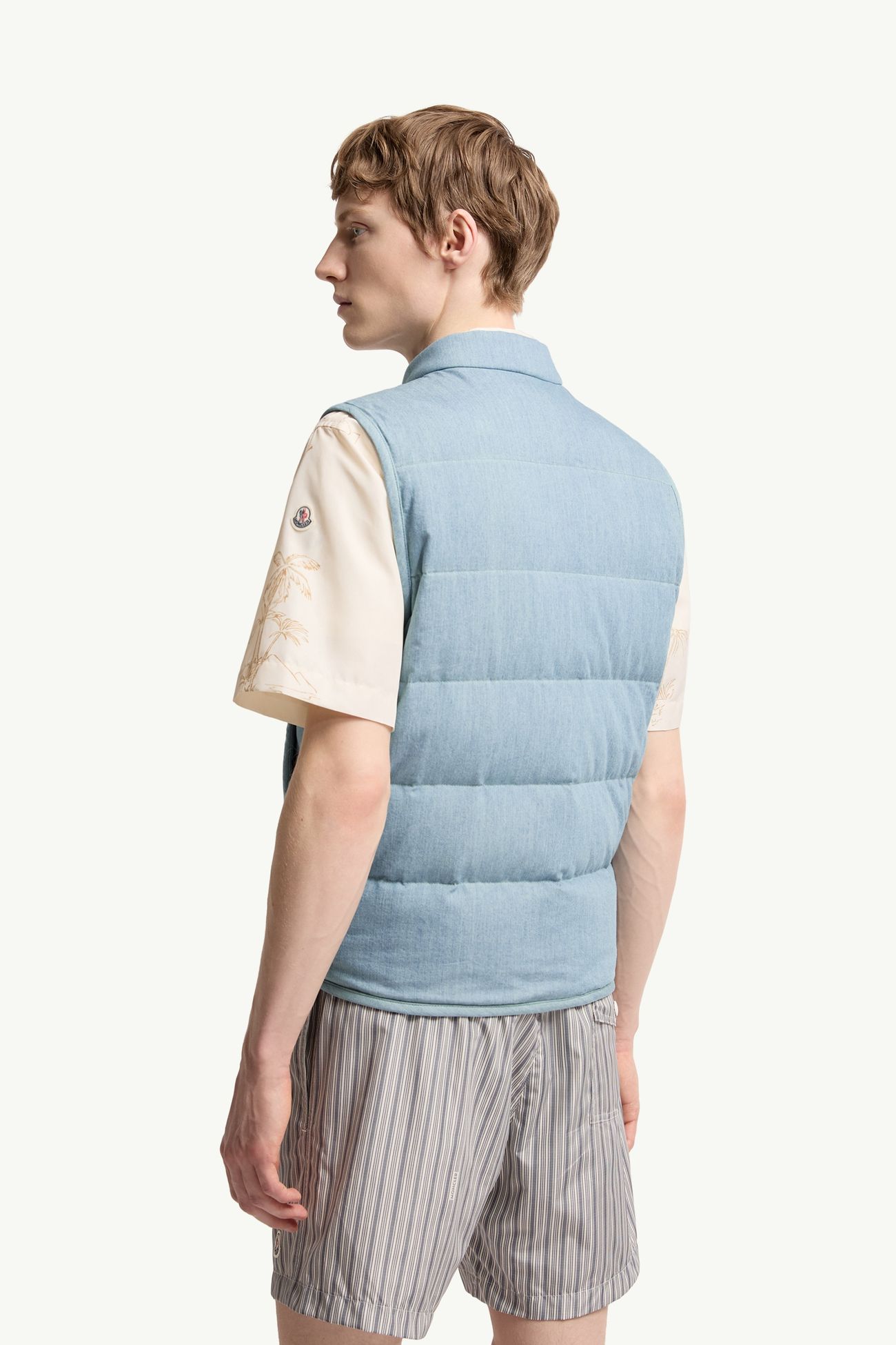 Doudoune sans manches en Heceta denim Hommes Bleu clair Moncler 4