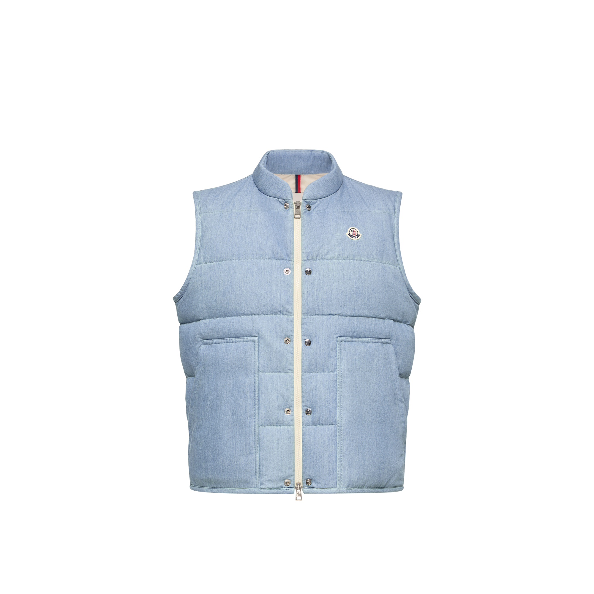 Moncler   Heceta Denim Down Gilet for Men in Blue, Size: 42