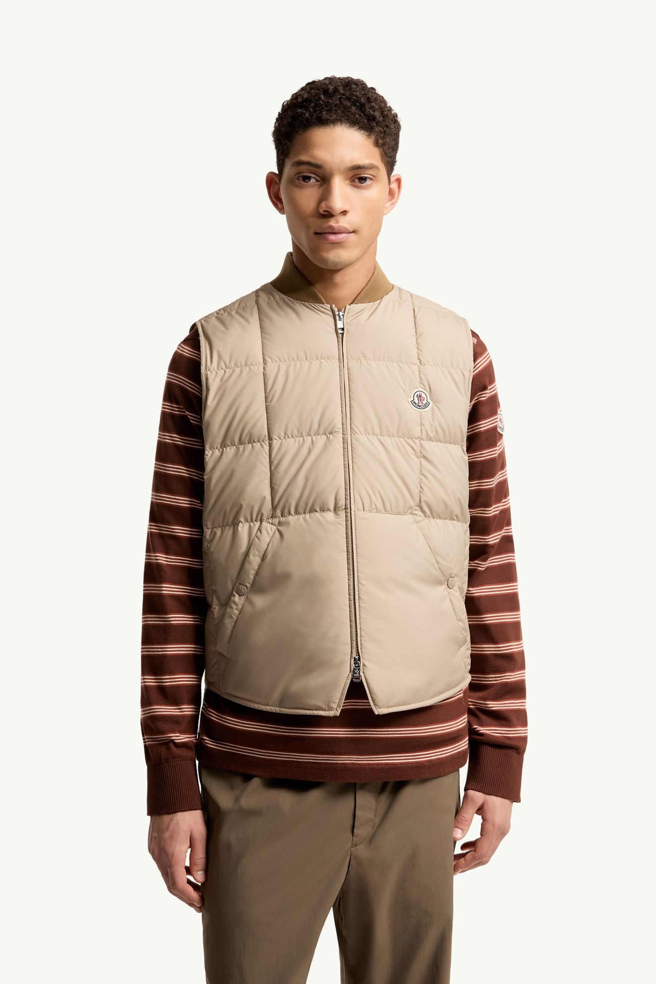 Elberton方形絎縫羽絨背心 男士 灰米色 Moncler 3