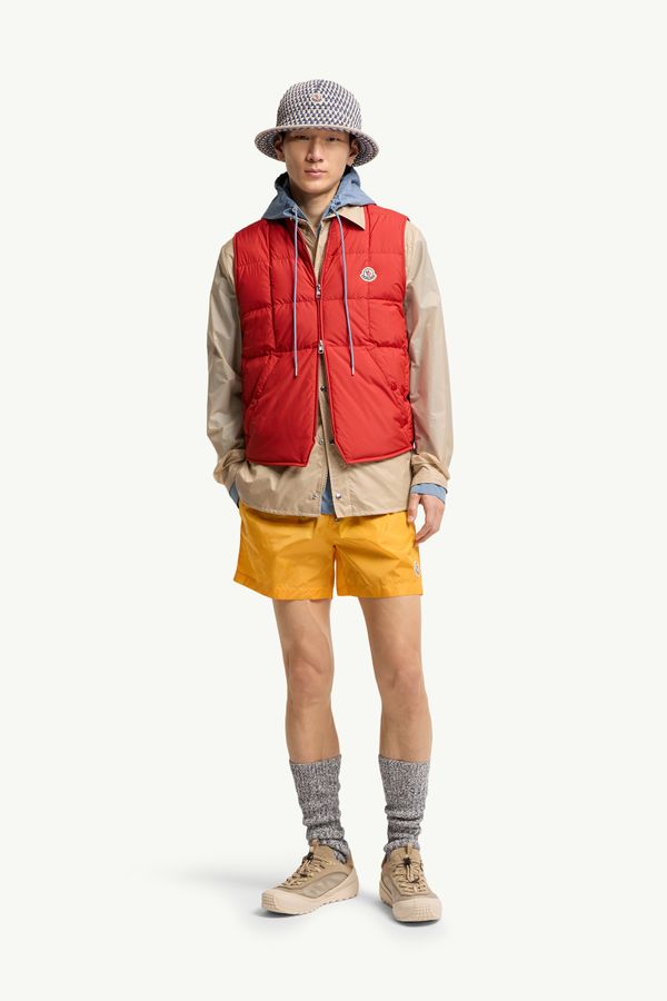 Doudoune sans manches à matelassage carré Elberton Hommes Rouge Moncler 0