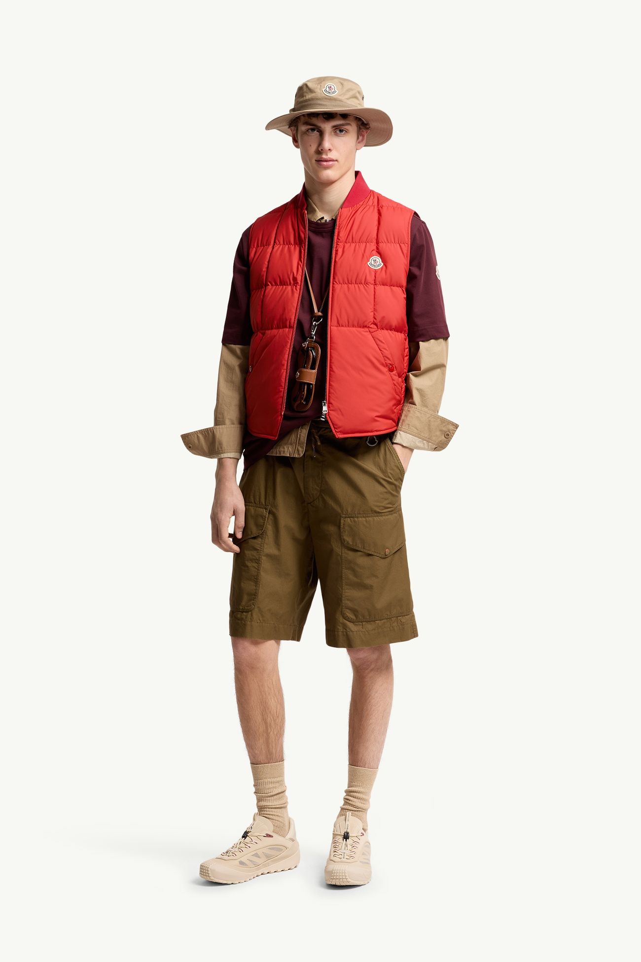 Elberton男士方形绗缝羽绒马甲 男士 红色 Moncler 0