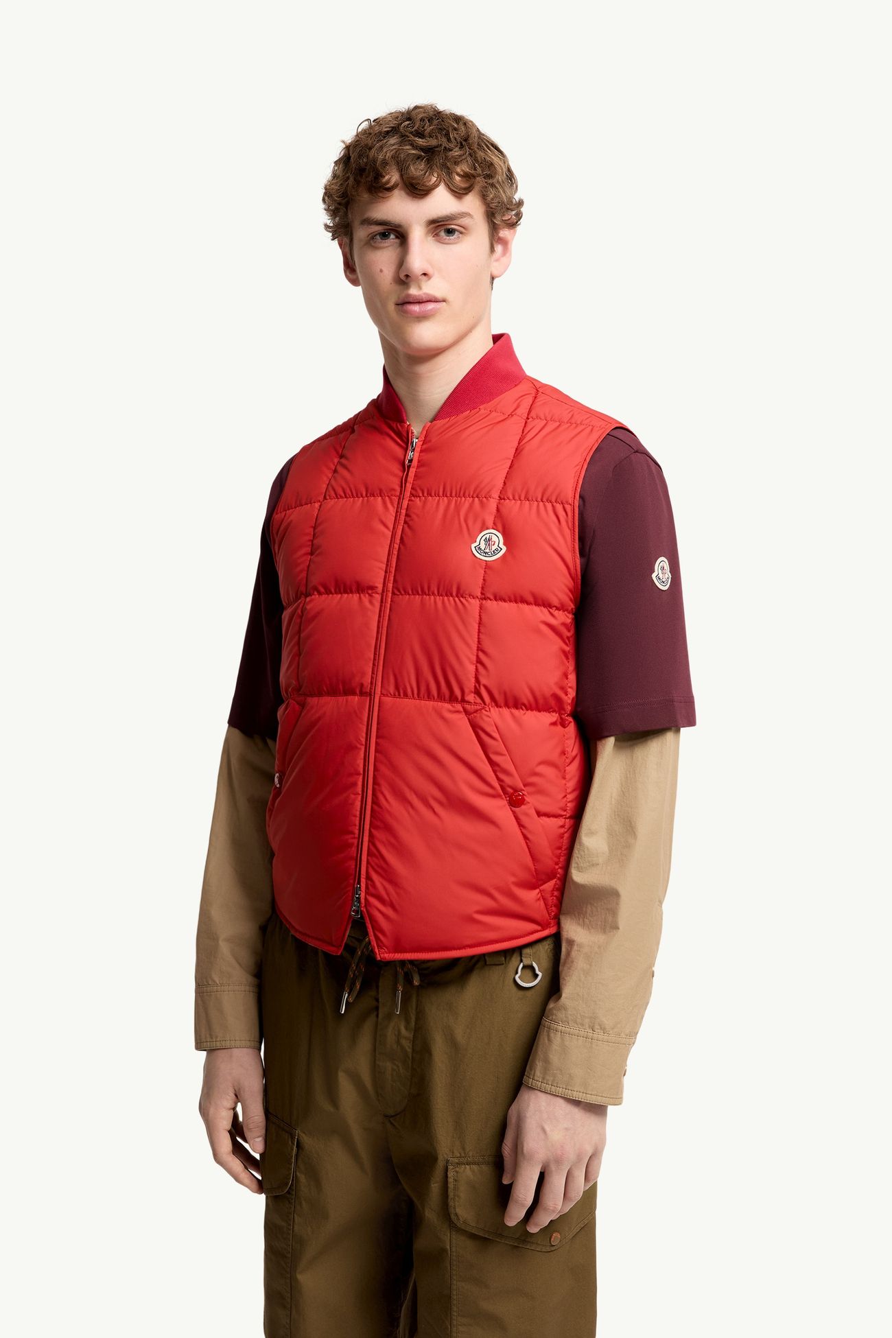 Elberton方形絎縫羽絨背心 男士 紅色 Moncler 3