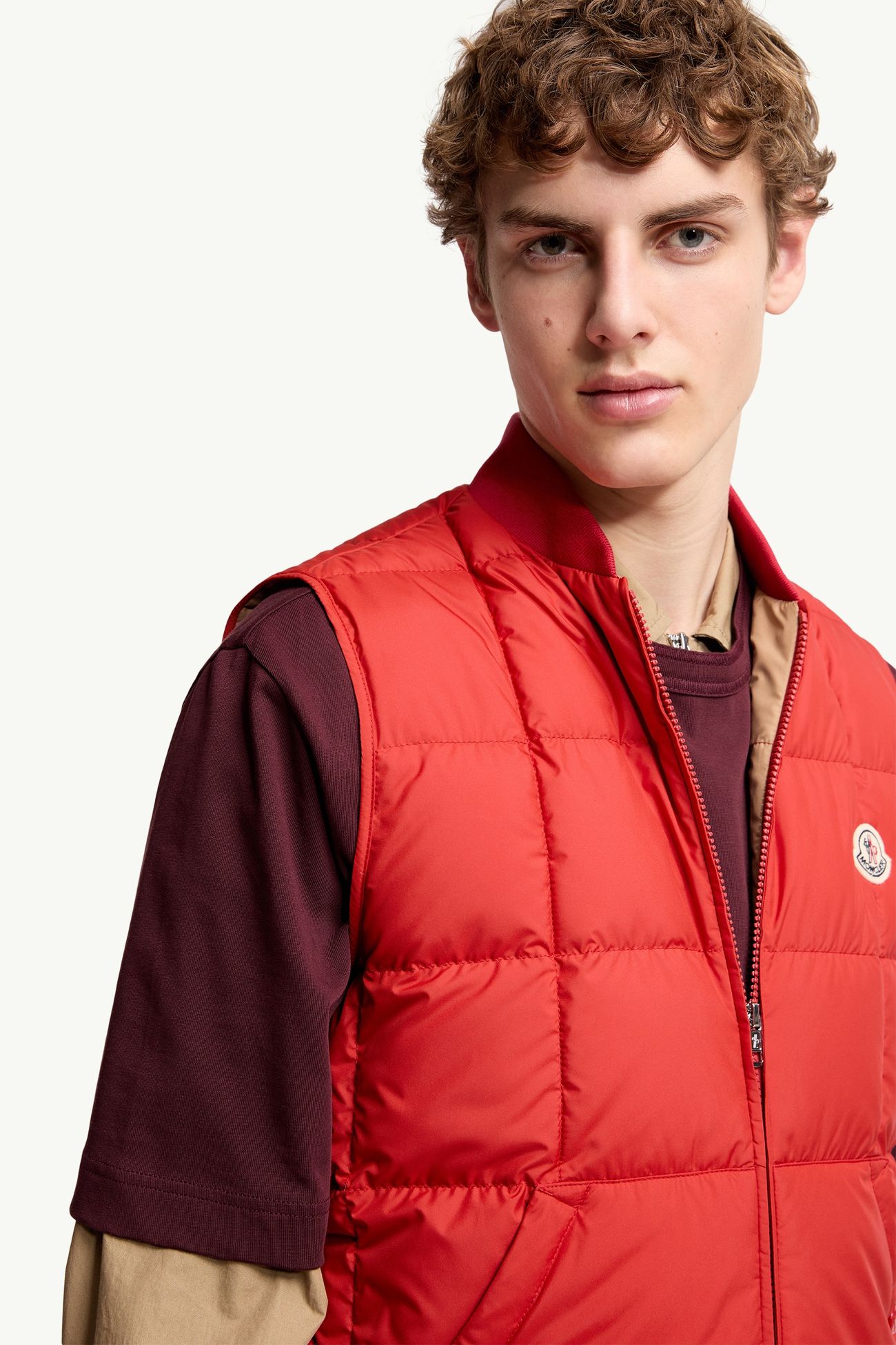 Chaleco plumífero con acolchado a cuadros Elberton Hombre Rojo Moncler 5