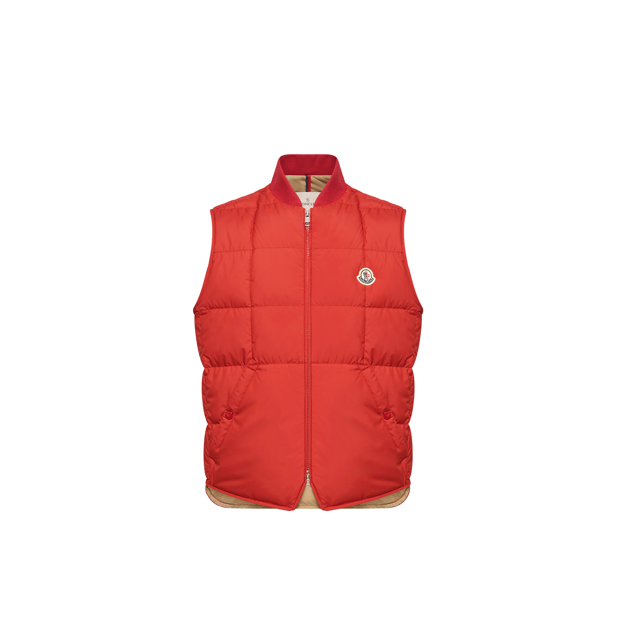Moncler   Elberton Square-Quilted Down Gilet for Men in Red, Size: 44