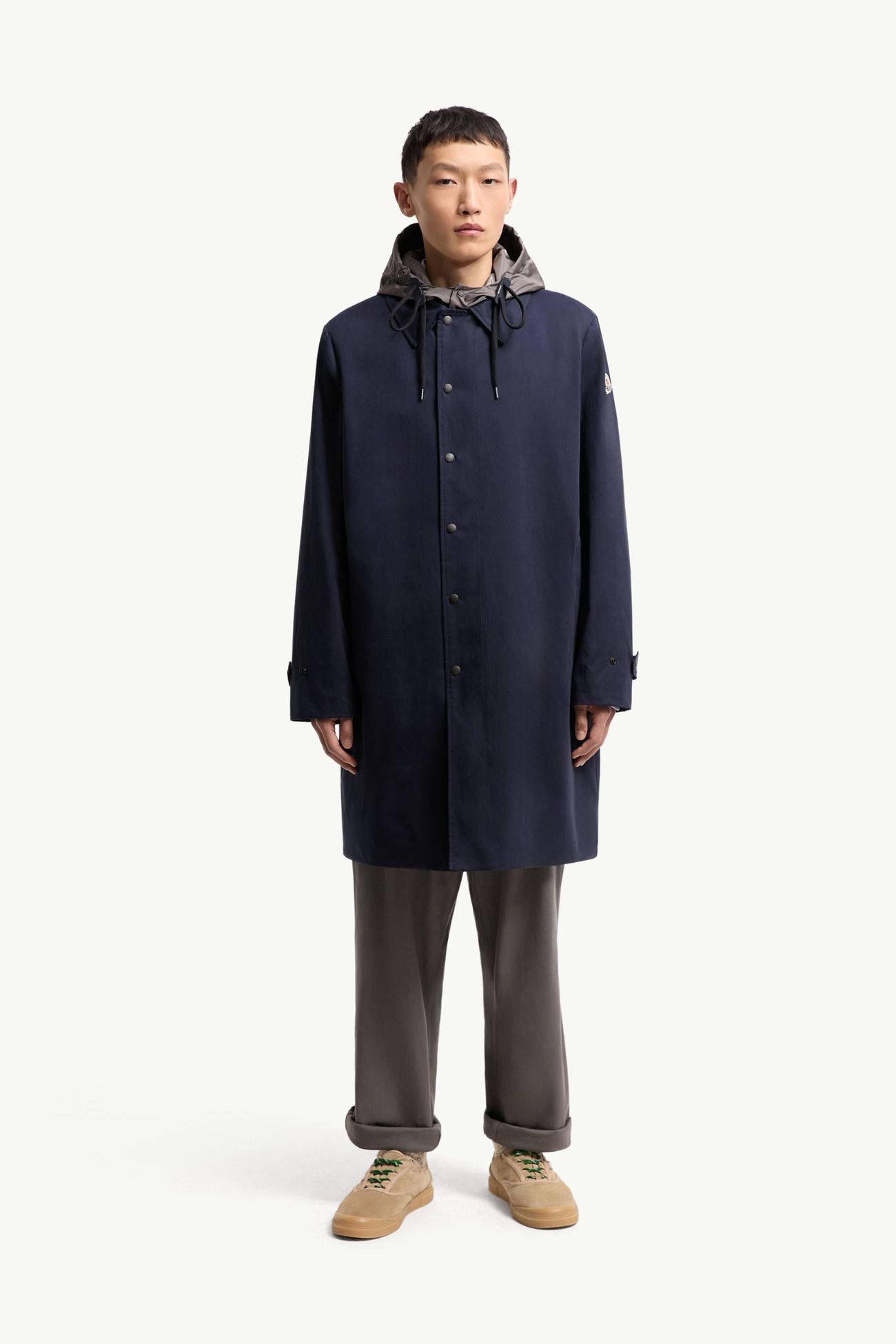 Kervoyal男士连帽长款羽绒派克大衣 男士 海军蓝色 Moncler 3