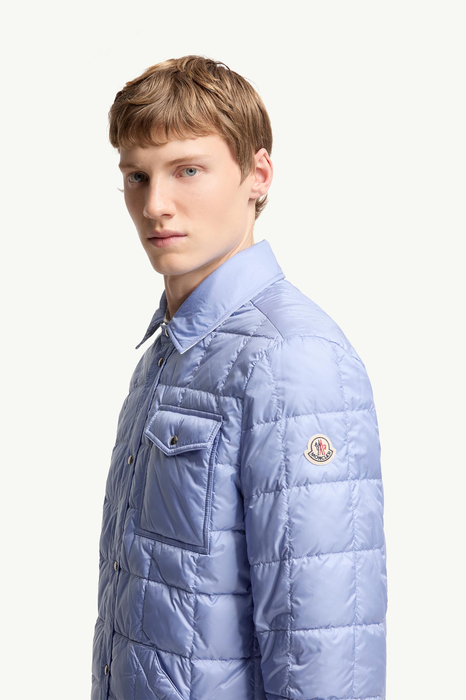 モンクレール OLIVIA.！ White & Light Blue Crescent Reversible Down Shirt Jacket - Short