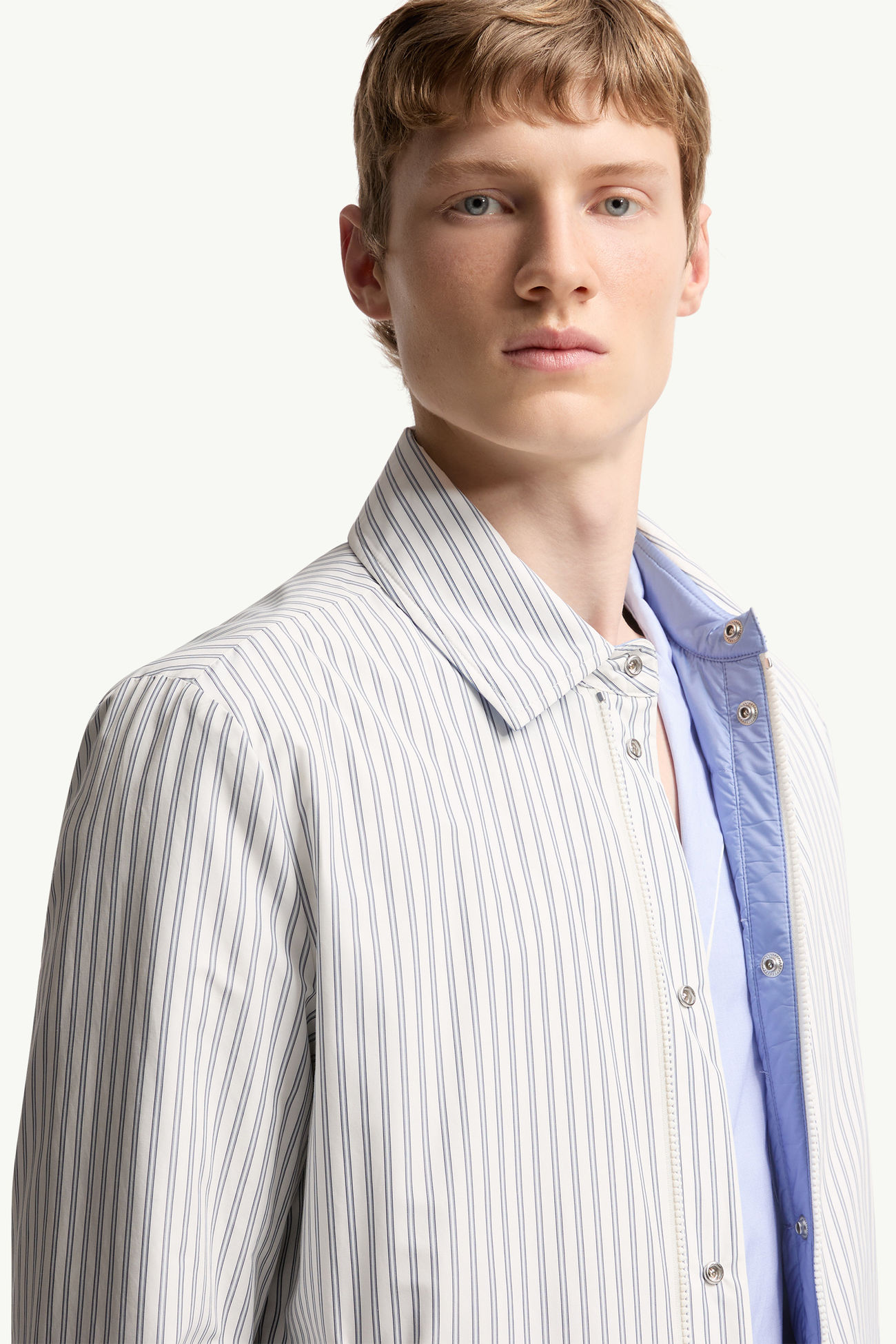 Crescent Reversible Down Shirt Jacket Men White & Light Blue Moncler 7