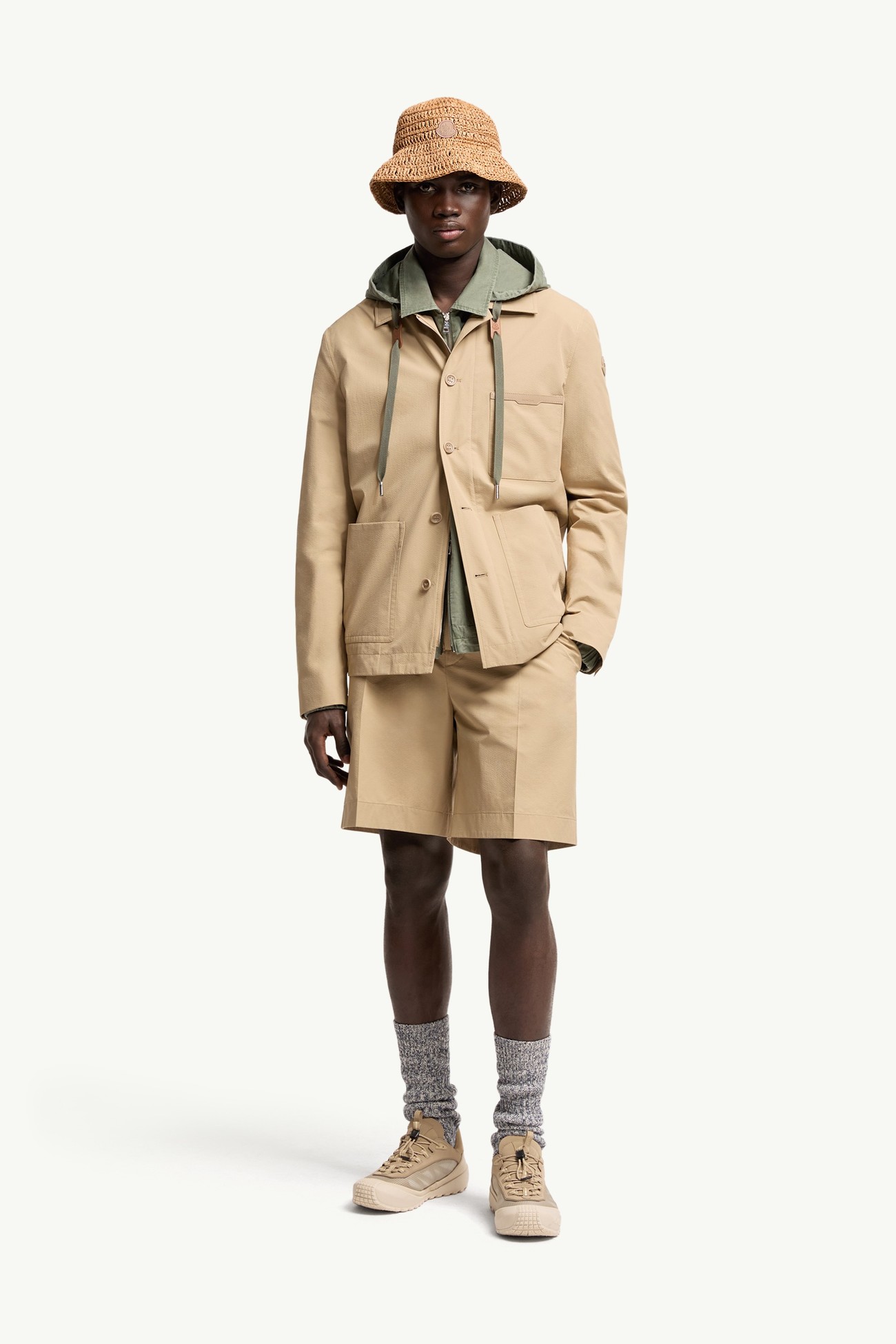 Nanav Seersucker Shirt Jacket Men Light Beige Moncler 0