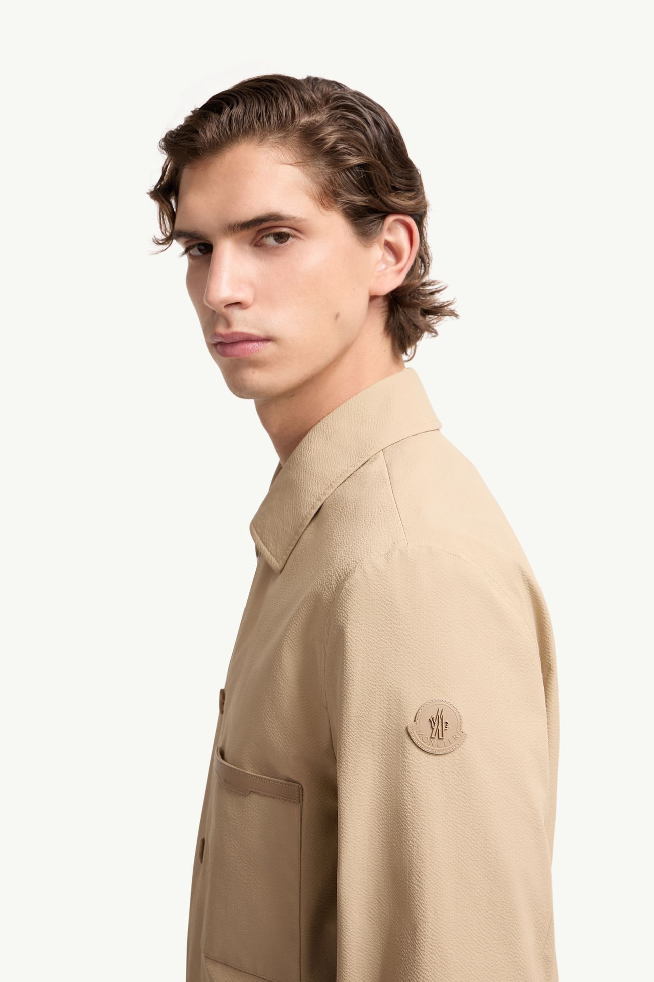 Nanav Seersucker Shirt Jacket Men Light Beige Moncler 1