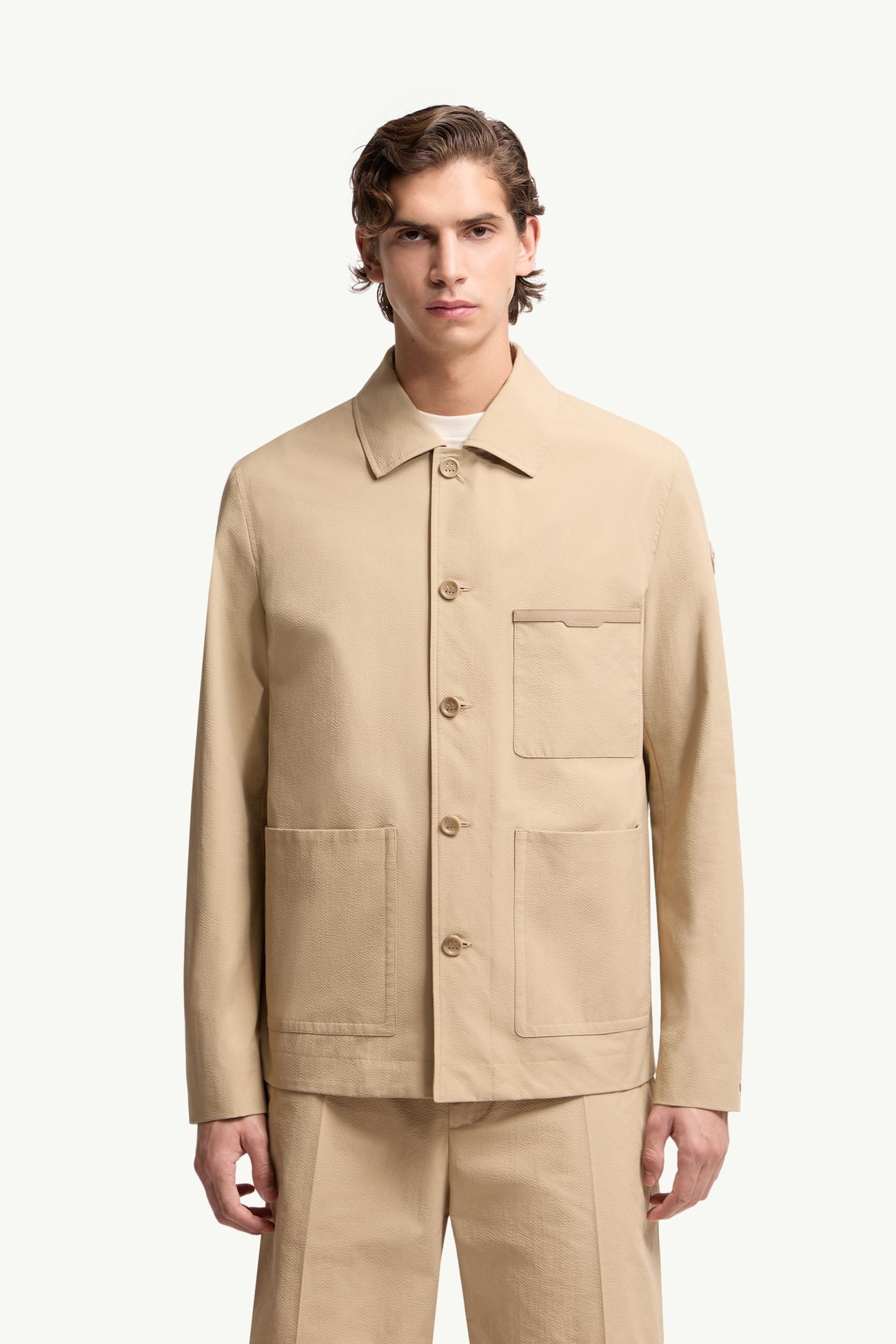 Chaqueta camisera de sirsaca Nanav Hombre Beige Claro Moncler 3