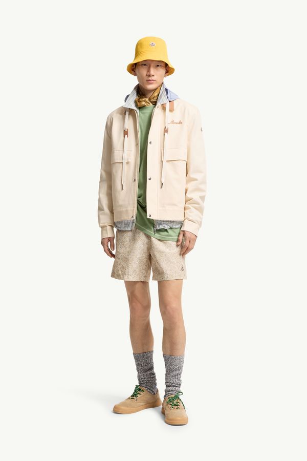 Kilke Linen & Cotton Blend Shirt Jacket Men White Ivory Moncler 0