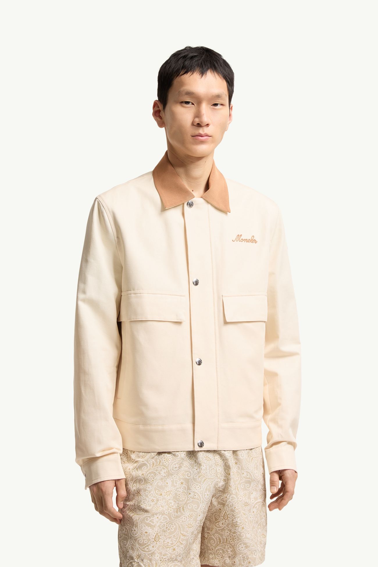 Kilke男士亚麻和棉质混纺衬衫式夹克外套 男士 象牙白 Moncler 3