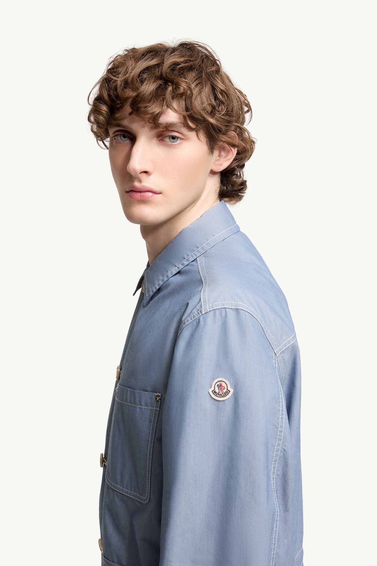 Giacca Camicia Elorn in Chambray Uomo Blu Polvere Moncler 1