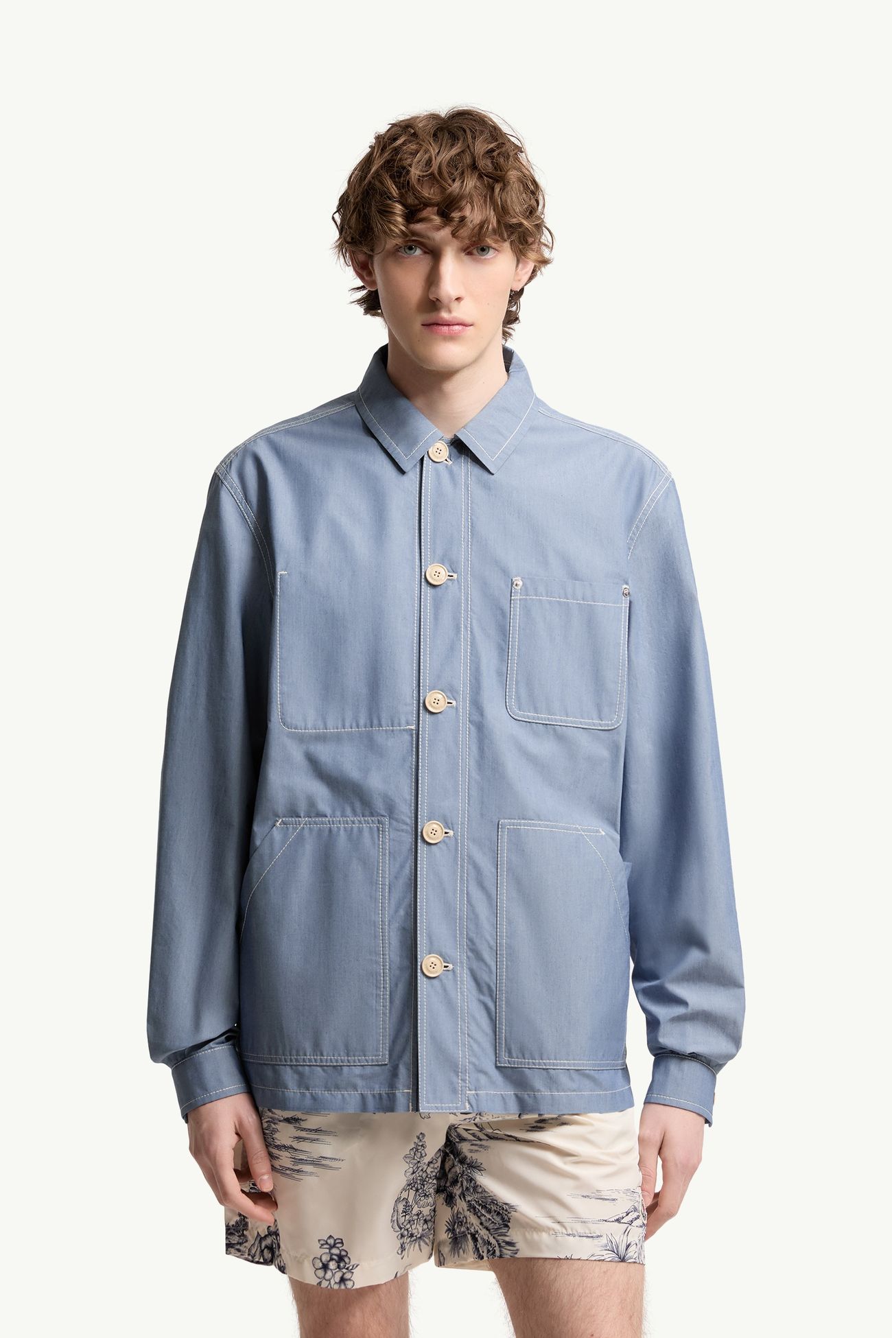 Giacca Camicia Elorn in Chambray Uomo Blu Polvere Moncler 3