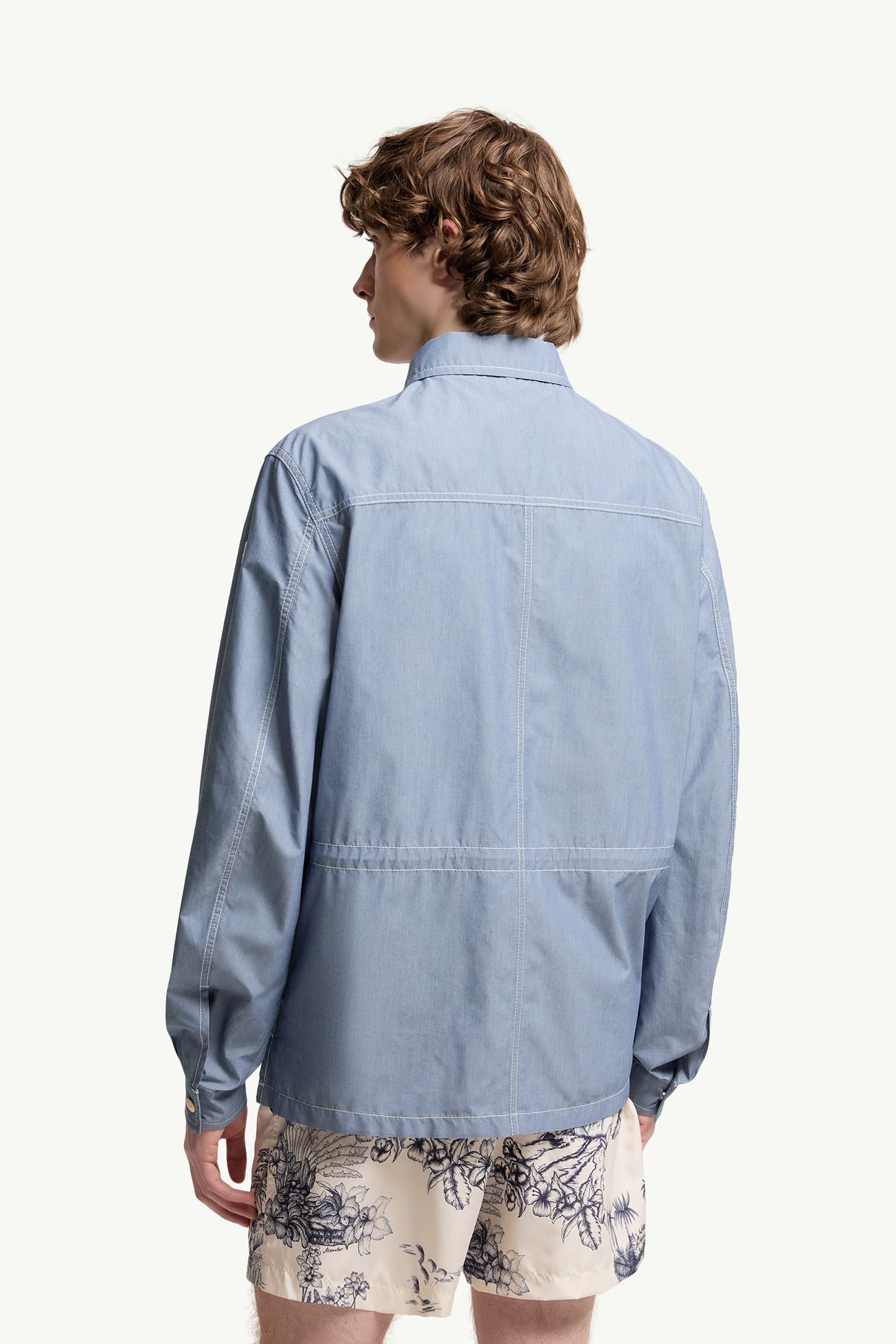 Chaqueta camisera de cambray Elorn Hombre Azul Polvo Moncler 4