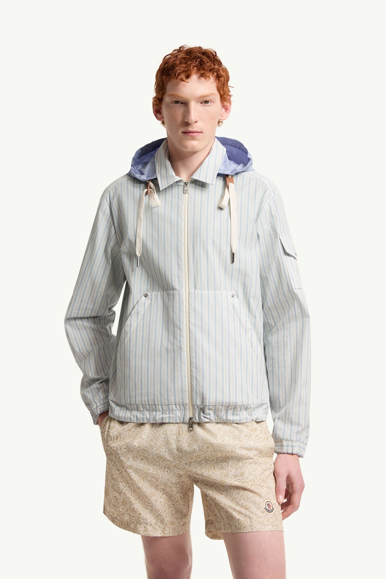 Surhemise Havas en popeline rayée Hommes Bleu clair Moncler 3