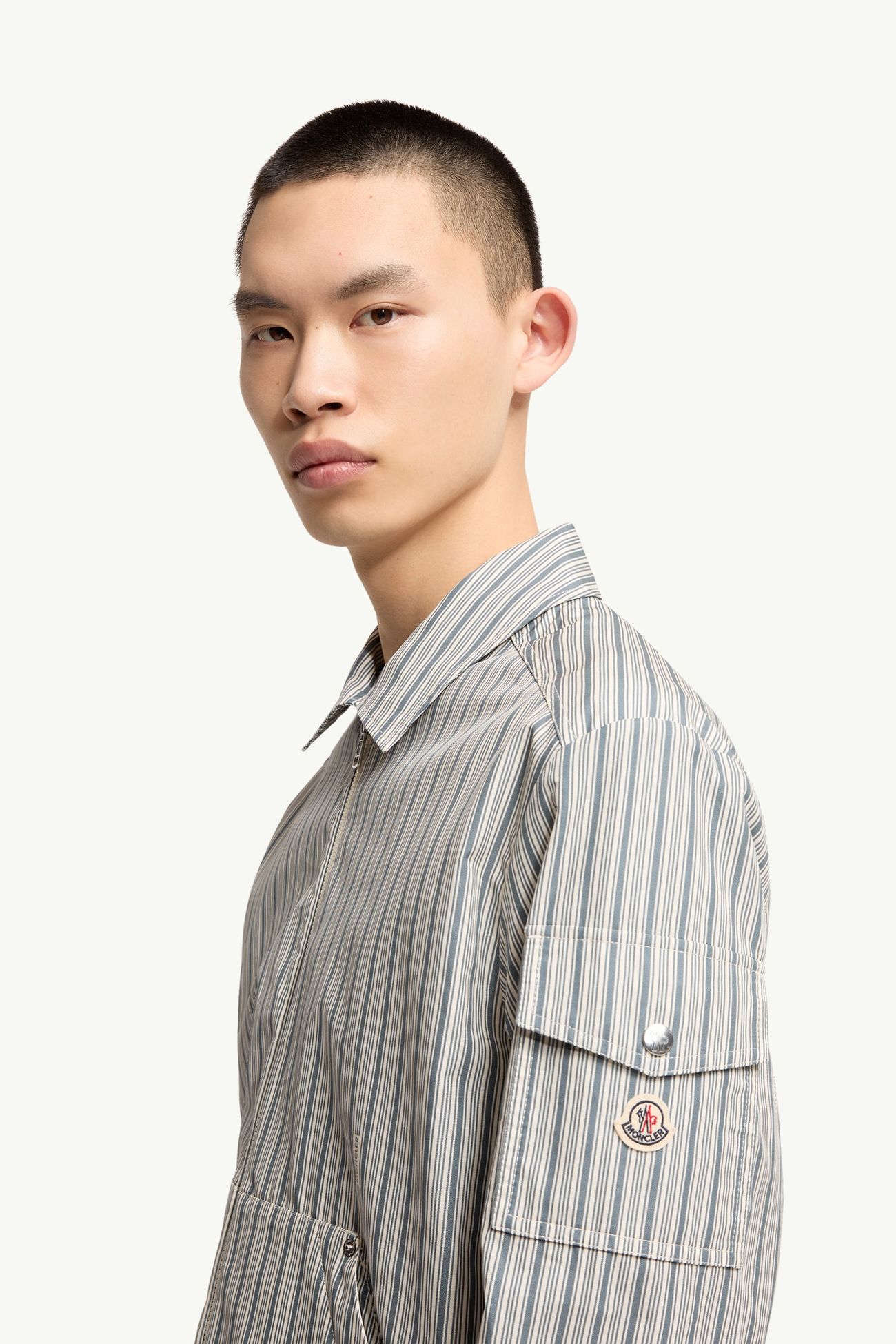 Havas男士条纹衬衫式夹克外套 男士 白色 & 蓝色 Moncler 1