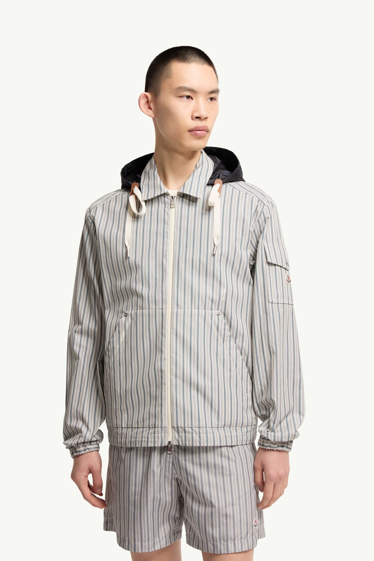 Surhemise Havas en popeline rayée Hommes Blanc & Bleu Moncler 3