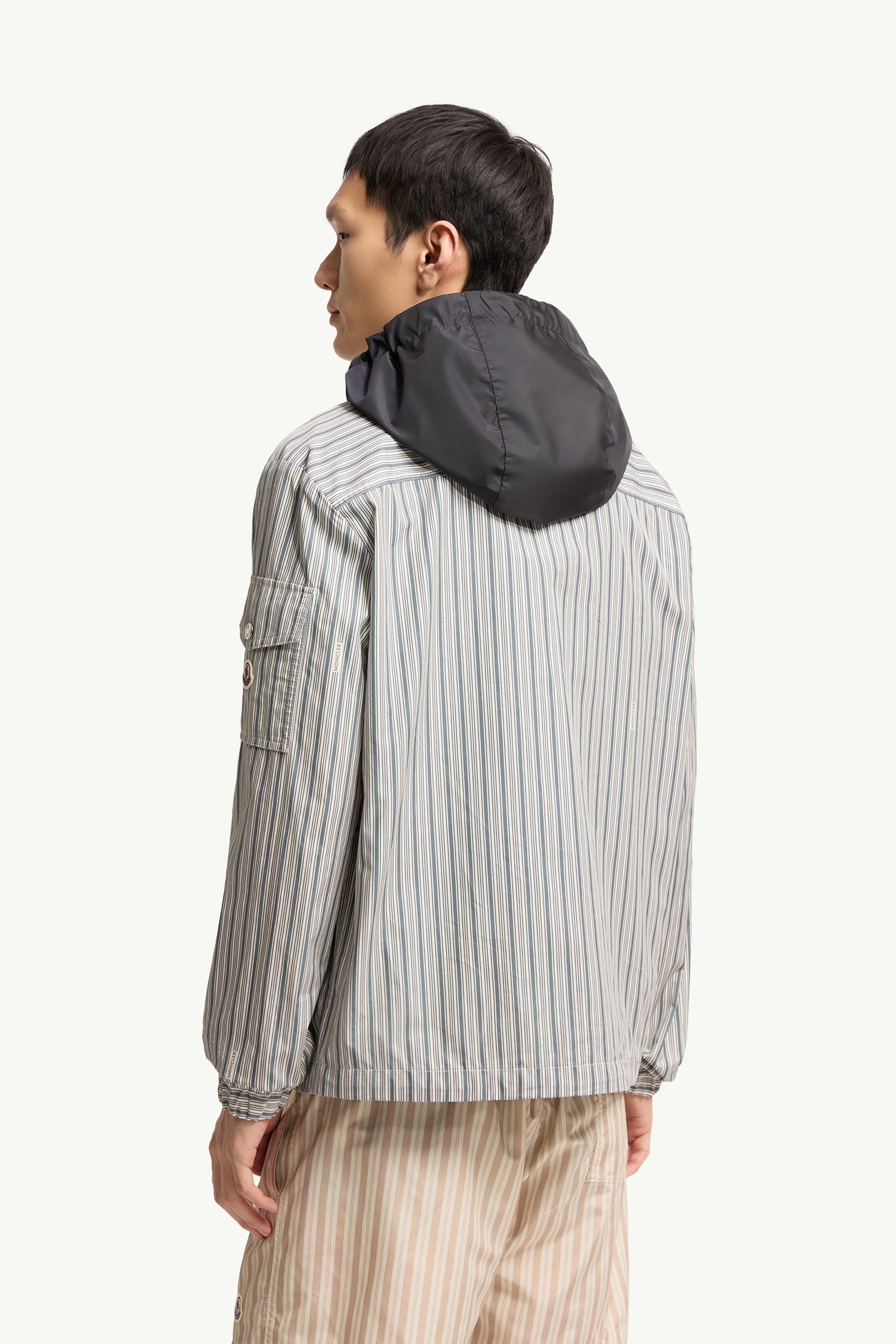 Havas Striped Poplin Shirt Jacket Men White & Blue Moncler 4