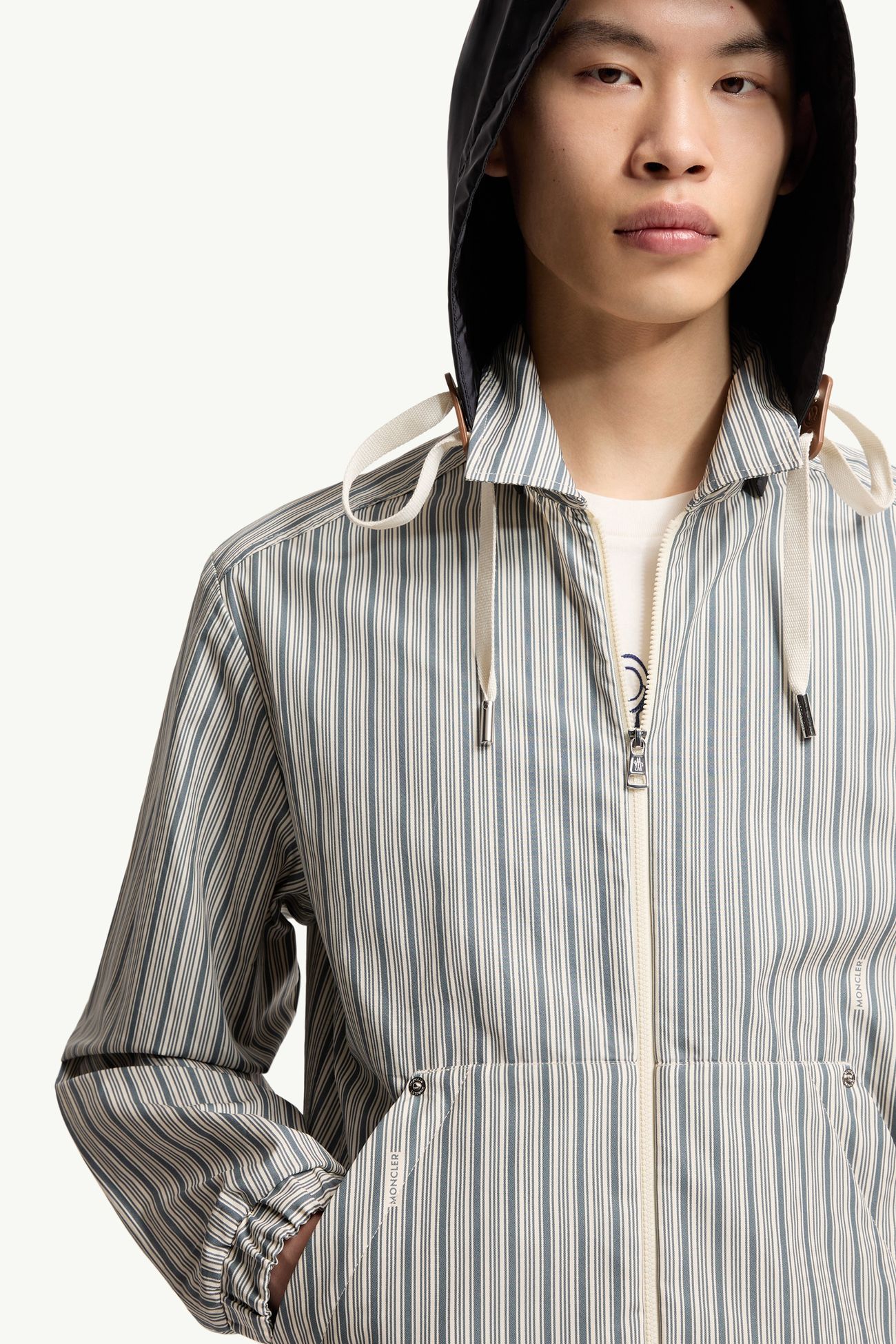Havas Striped Poplin Shirt Jacket Men White & Blue Moncler 5