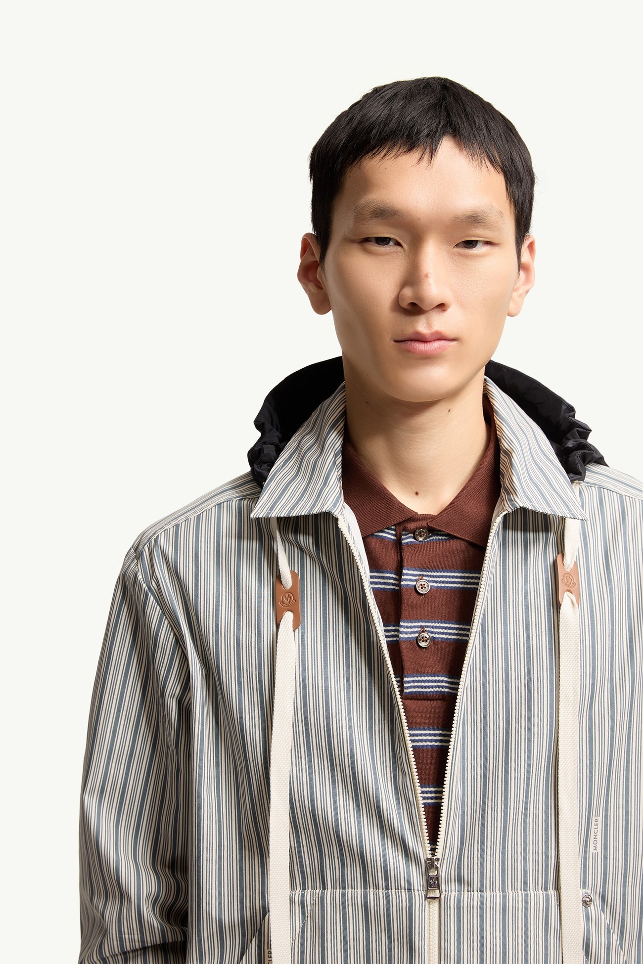 Havas Striped Poplin Shirt Jacket Men White & Blue Moncler 5