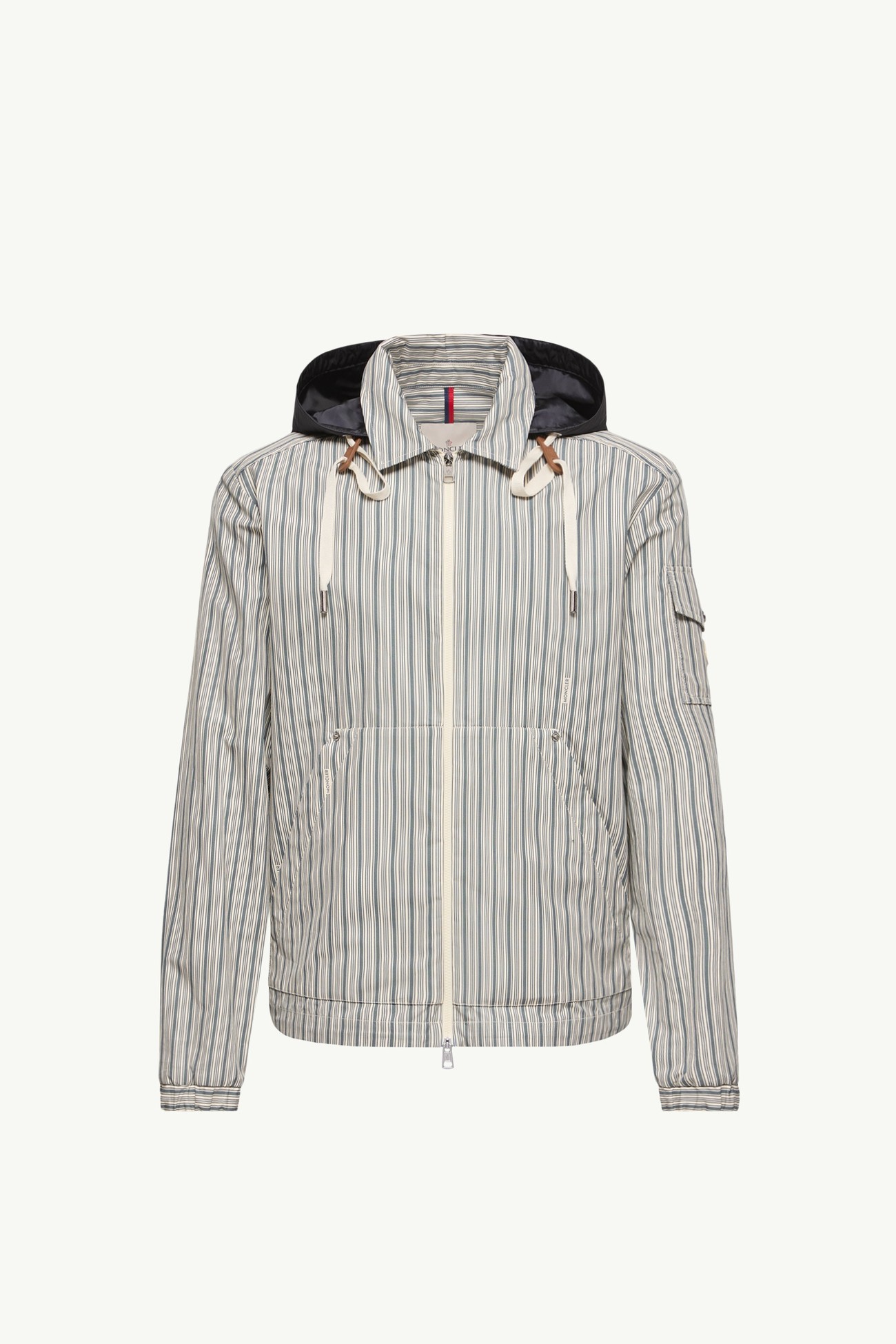 Havas Striped Poplin Shirt Jacket Men White & Blue Moncler 2