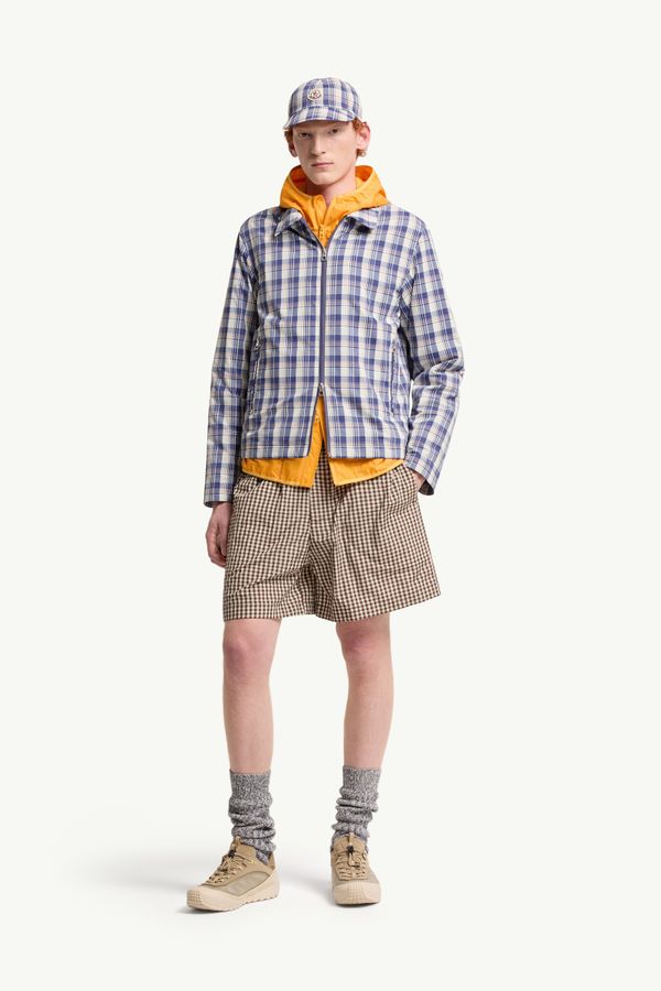 Giausar格紋防撕裂布料恤衫式外套 男士 白色和藍色 Moncler 0