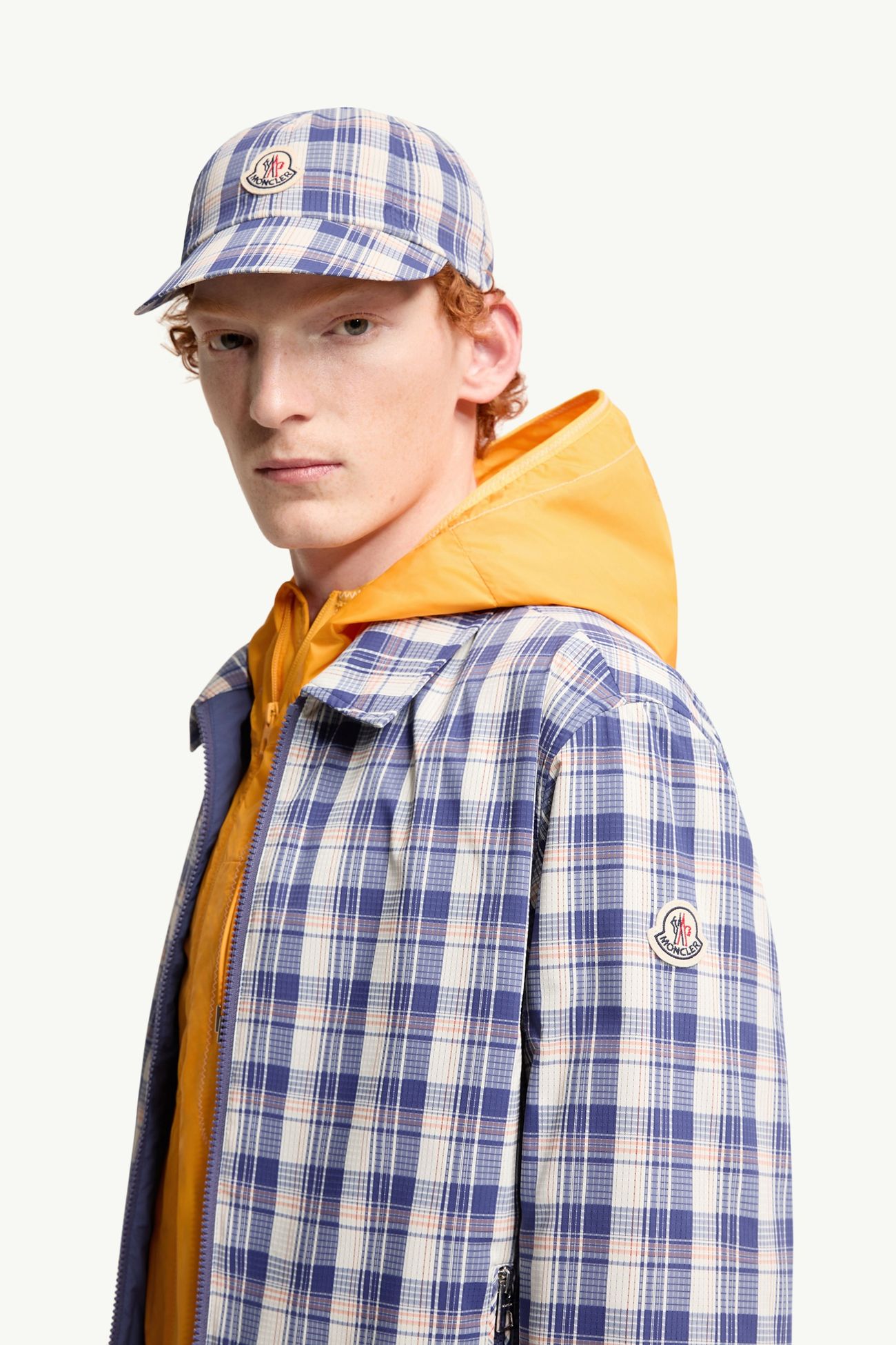 Giacca Camicia a Quadri Giausar in Ripstop Uomo Bianco & Blu Moncler 1