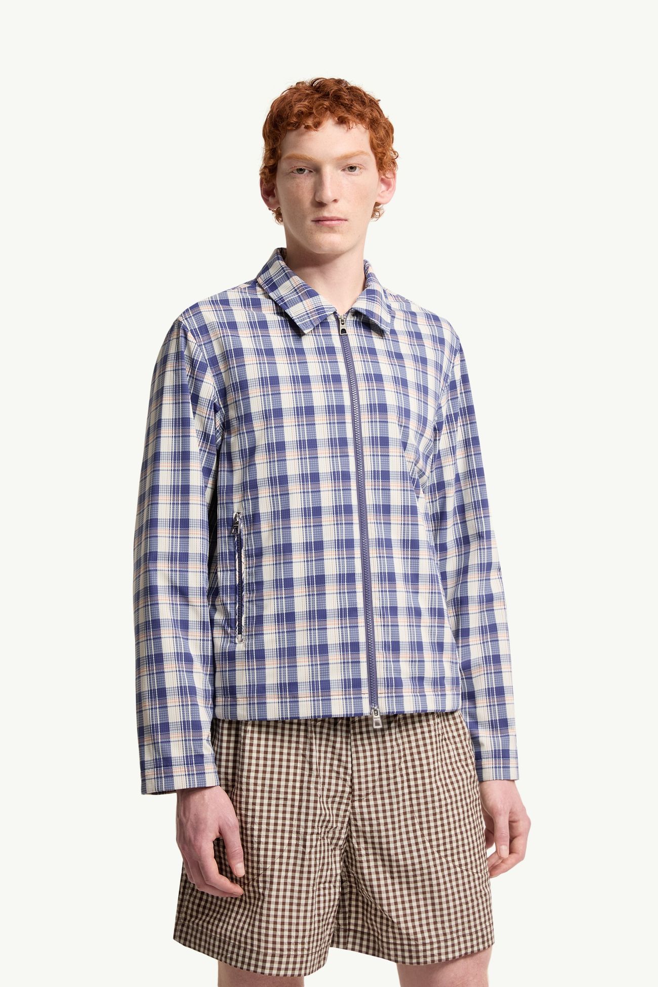 Chaqueta camisera de tejido antidesgarros a cuadros Giausar Hombre Blanco & Azul Moncler 3