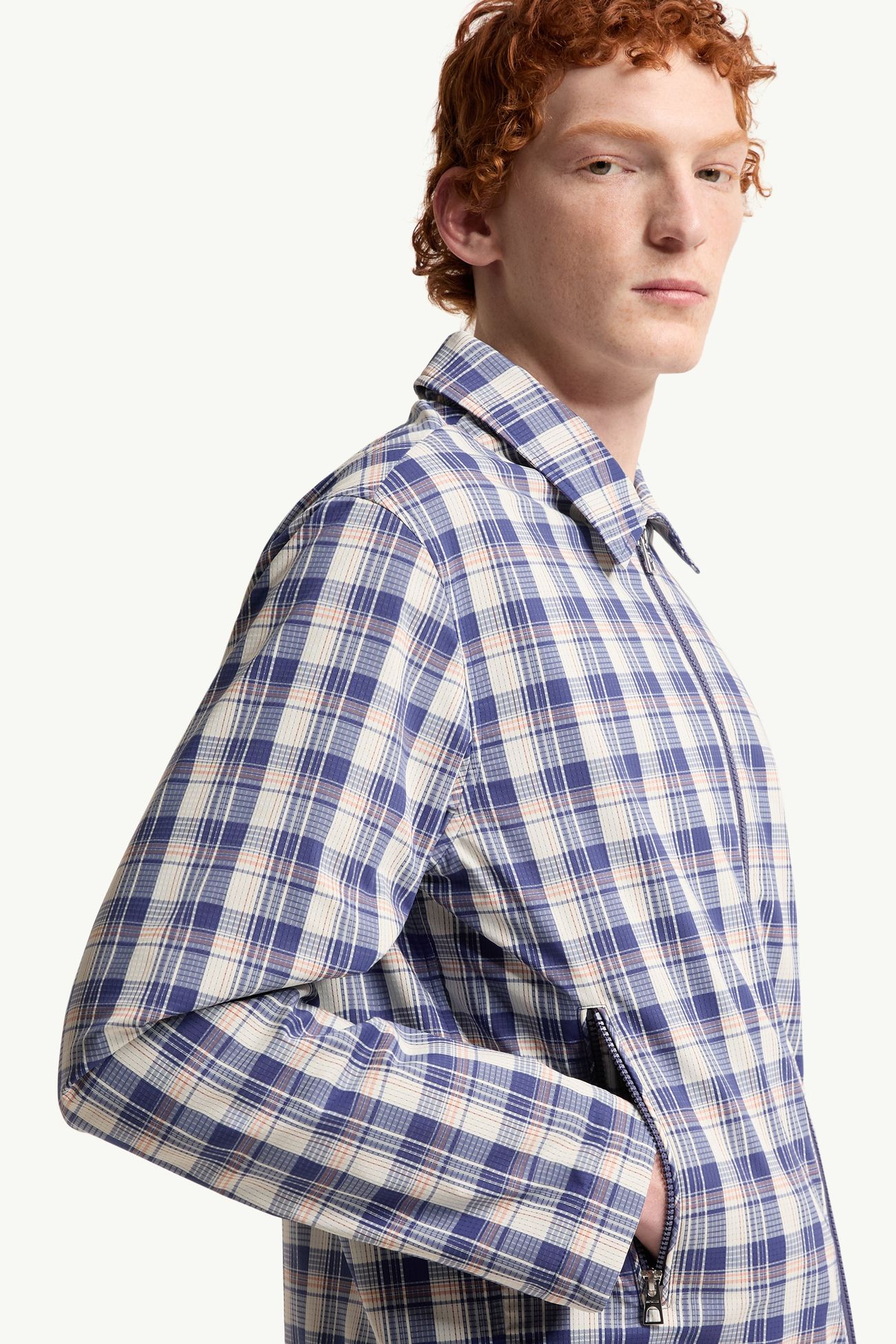 Chaqueta camisera de tejido antidesgarros a cuadros Giausar Hombre Blanco & Azul Moncler 5