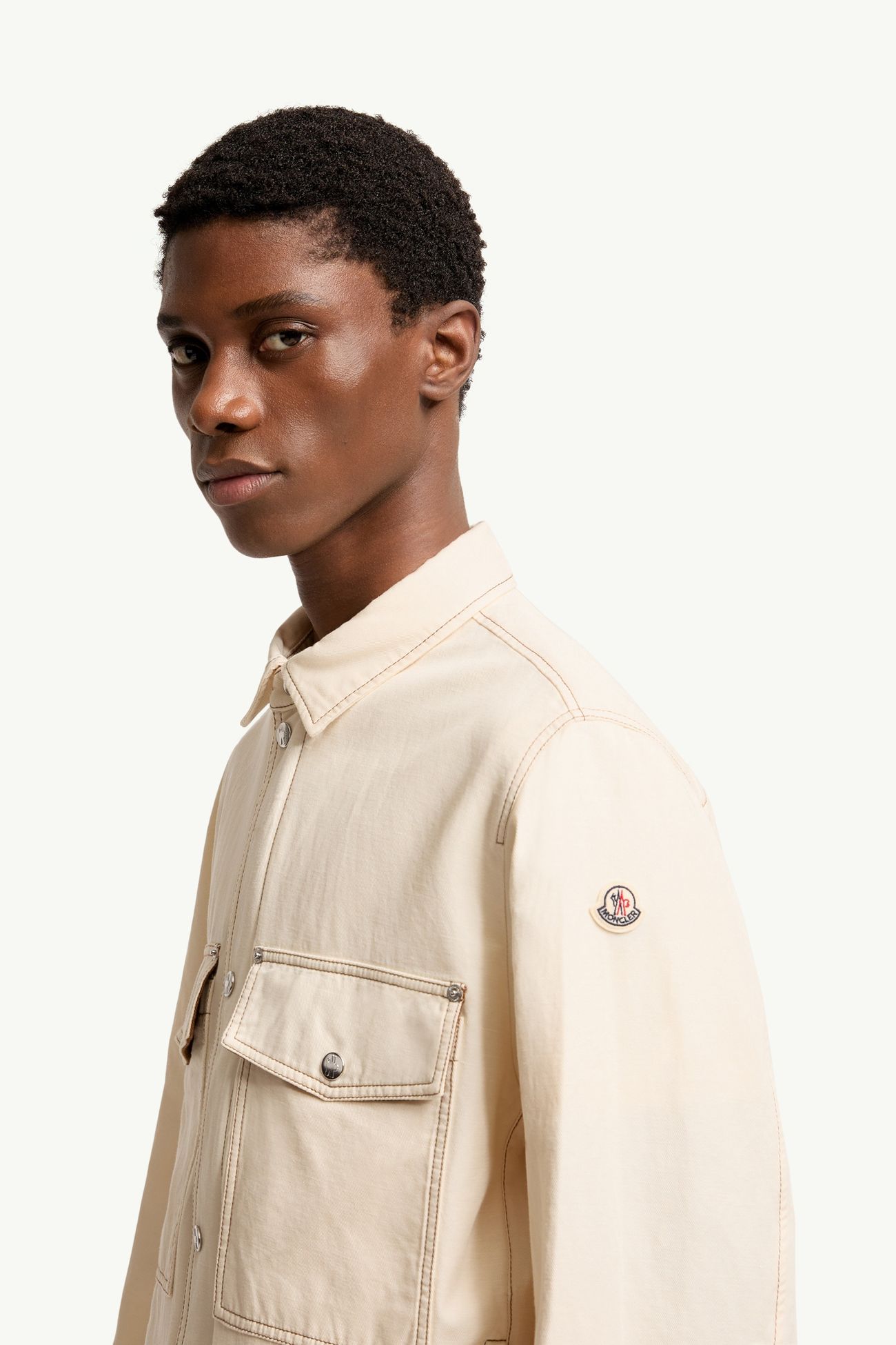 Chaqueta camisera de mezcla de algodón y lino Watagua Hombre Blanco Marfil Moncler 1
