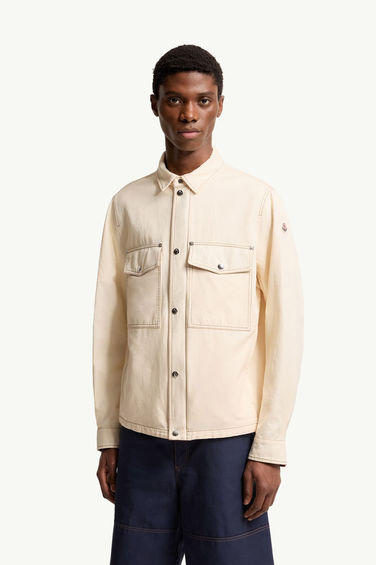 Watagua Cotton & Linen Blend Shirt Jacket Men White Ivory Moncler 3
