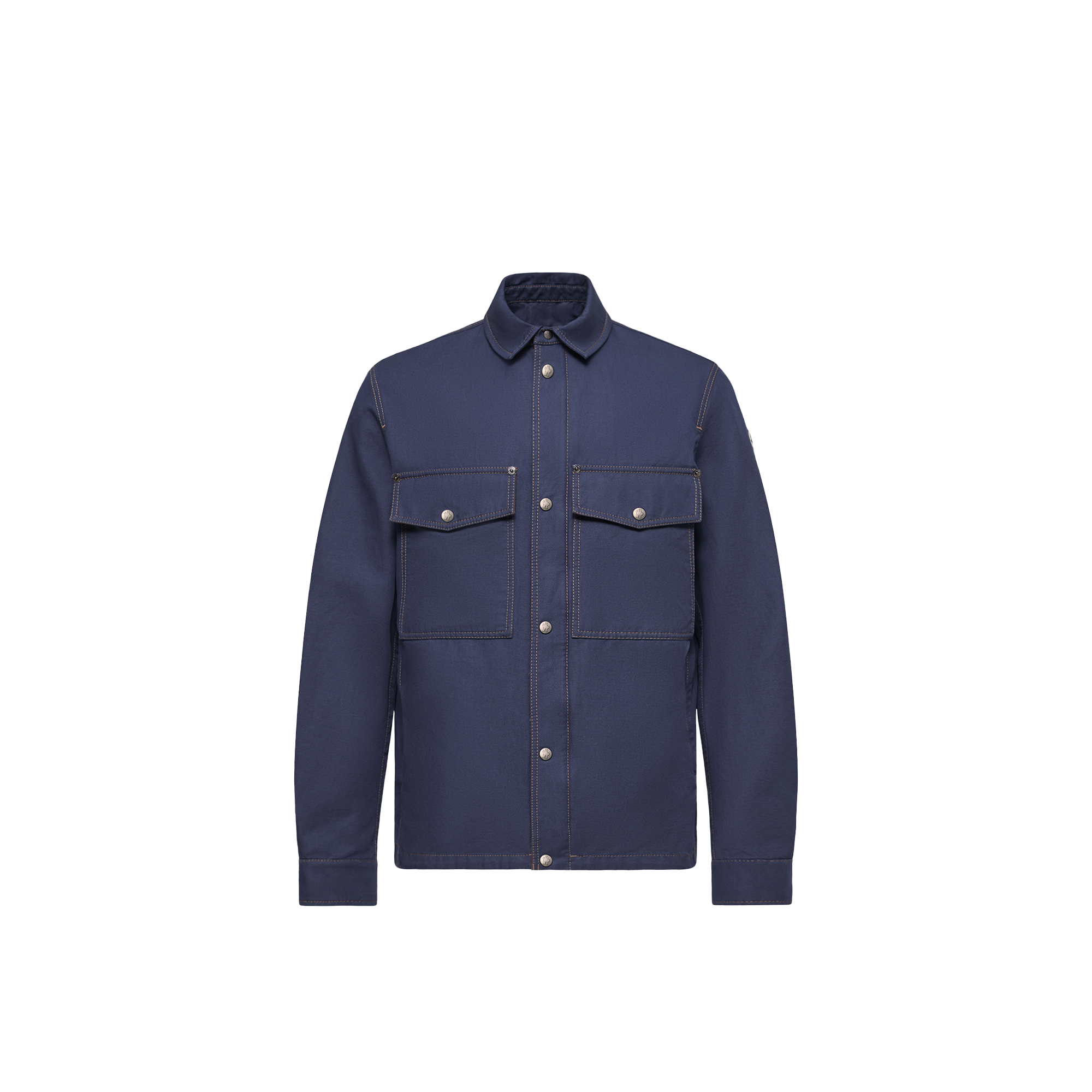 Moncler   Watagua Cotton & Linen Blend Shirt Jacket for Men in Blue, Size: 38