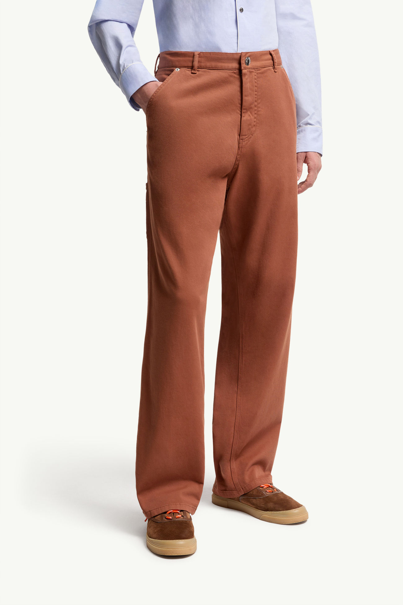 Cargo Cotton Blend Gabardine Trousers Men Red Brown Moncler 3