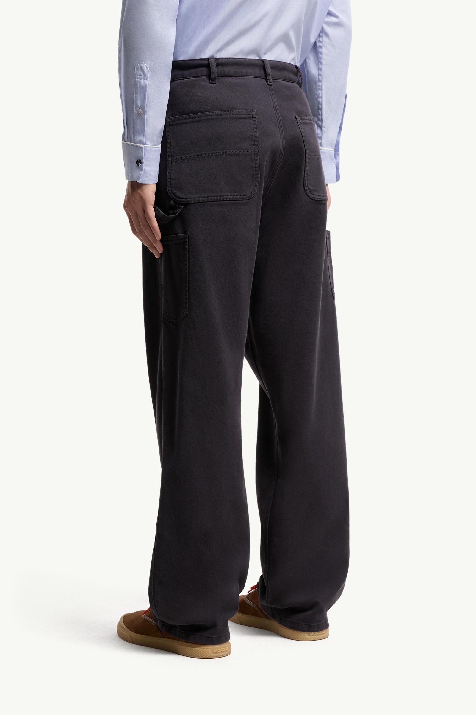Navy Blue Cargo Cotton Blend Gabardine Pants - Pants & Shorts for