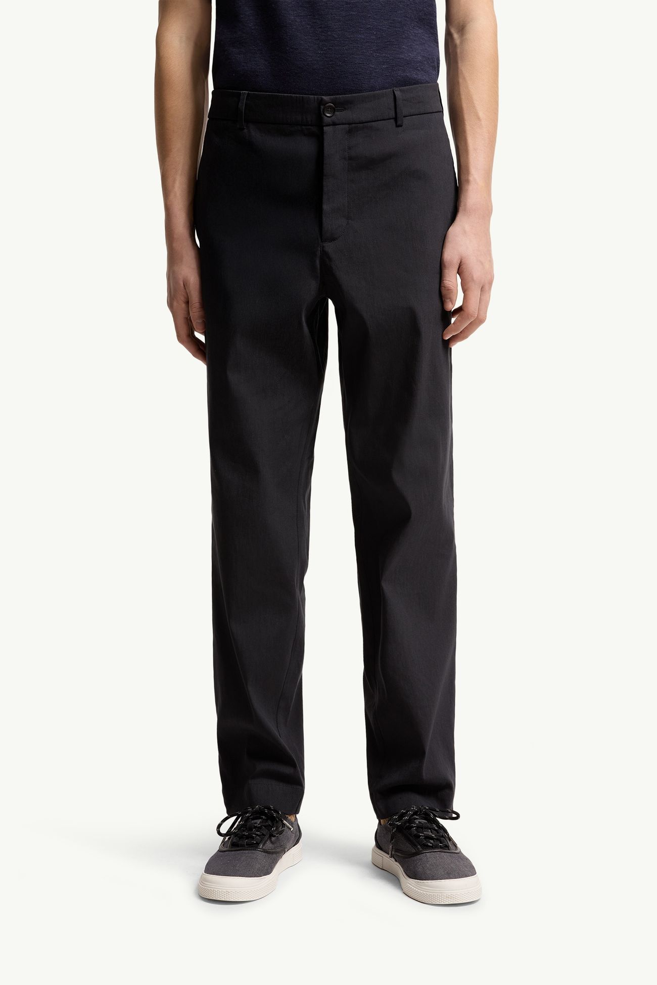 Technical Linen Blend Trousers Men Navy Blue Moncler 3