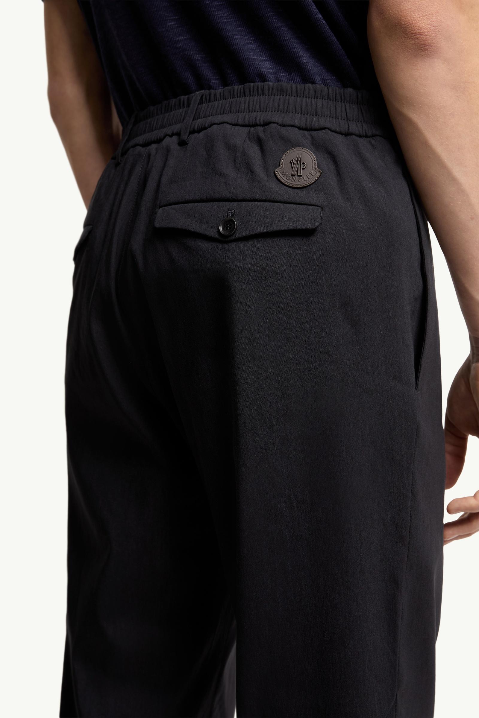 Navy Blue Technical Linen Blend Trousers - Trousers & Shorts for